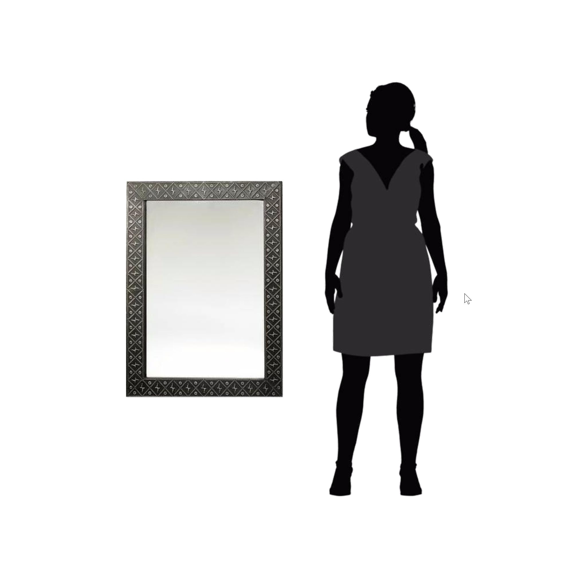 Contemporary African Prince Wood Wall Mirror - Handcrafted Black Wooden Mirror for Living Room, Bedroom & Entryway Decor | NOVICA