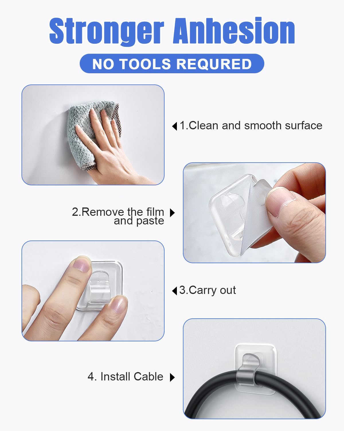 40 Pack Heavy Duty Outdoor Light Clips - Clear Rectangle Waterproof Hooks for String Lights, Rope Lights & Cables - Perfect for Patio, Garden, Deck & Backyard Lighting Organization