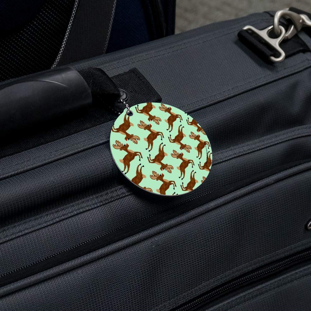 Festive Prancing Reindeer Christmas Luggage Tag - Round ID Card for Suitcase & Carry-On Bags | Perfect for Holiday Travel & Gift Giving