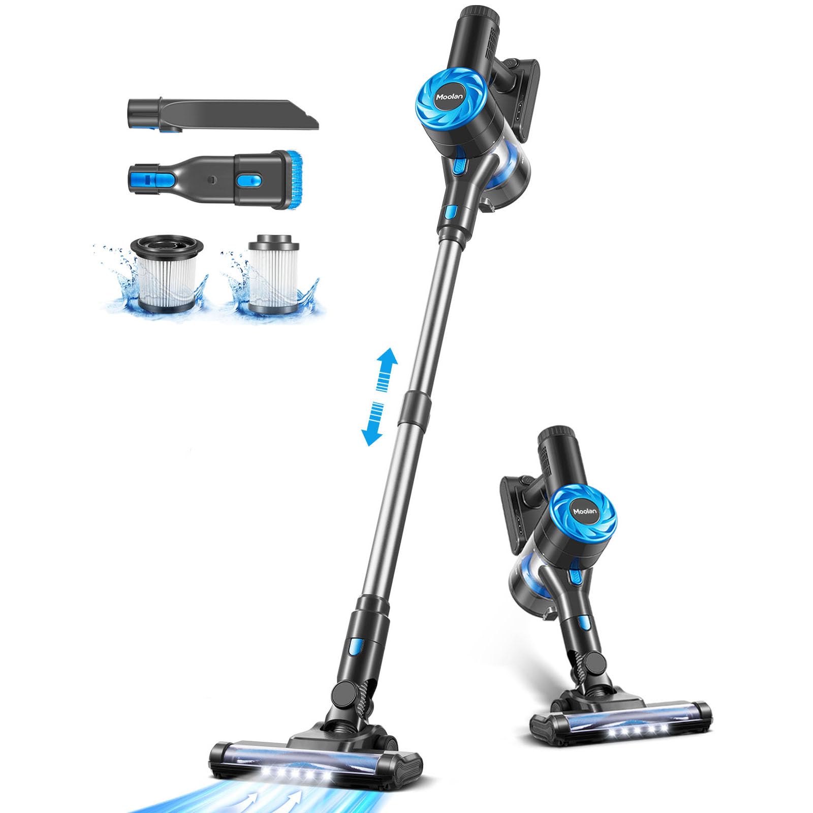 6-in-1 Cordless Stick Vacuum Cleaner with Powerful Suction - Rechargeable Lightweight Vacuum for Hardwood Floors & Carpets - Perfect for Home Cleaning, Pet Hair Removal & Quick Pickups