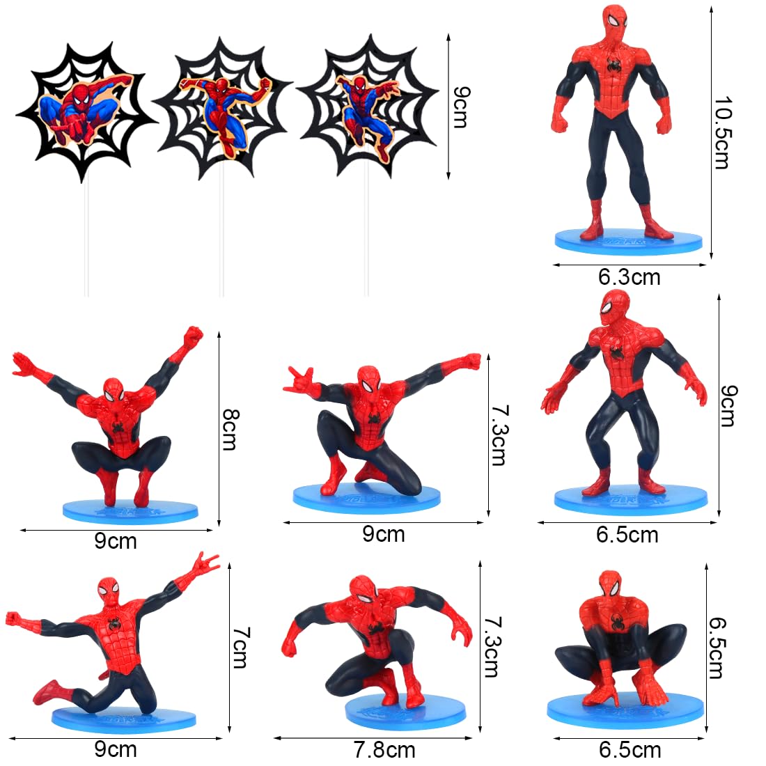 Spider Cake Toppers - Pack of 19 Halloween Birthday Cake Decorations for Cupcakes & Muffins | Scary Spider Figures for Kids Birthday Party, Baby Shower & Halloween Dessert Decorations