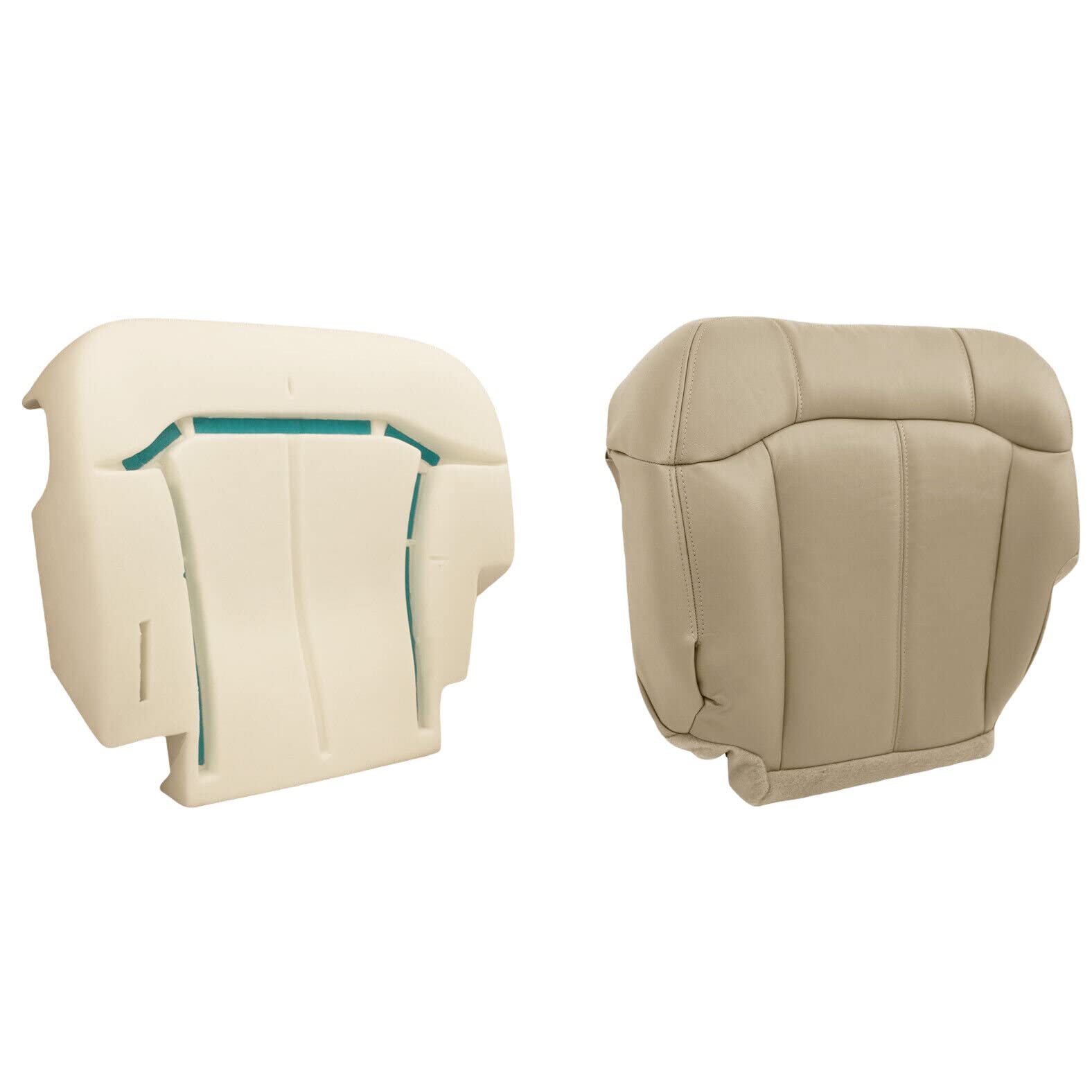 2000-2002 Chevy Tahoe Suburban Silverado Bottom Seat Cover & Cushion - Tan Leather Replacement - Perfect for Road Trips & Daily Commuting