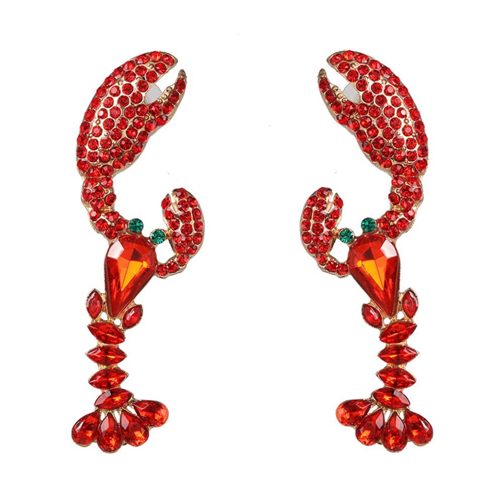 Hypoallergenic Lobster Stud Earrings for Women - Red Crawfish & Crab Ocean Jewelry - Perfect for Beach Vacations, Summer Outfits & Seafood Lovers
