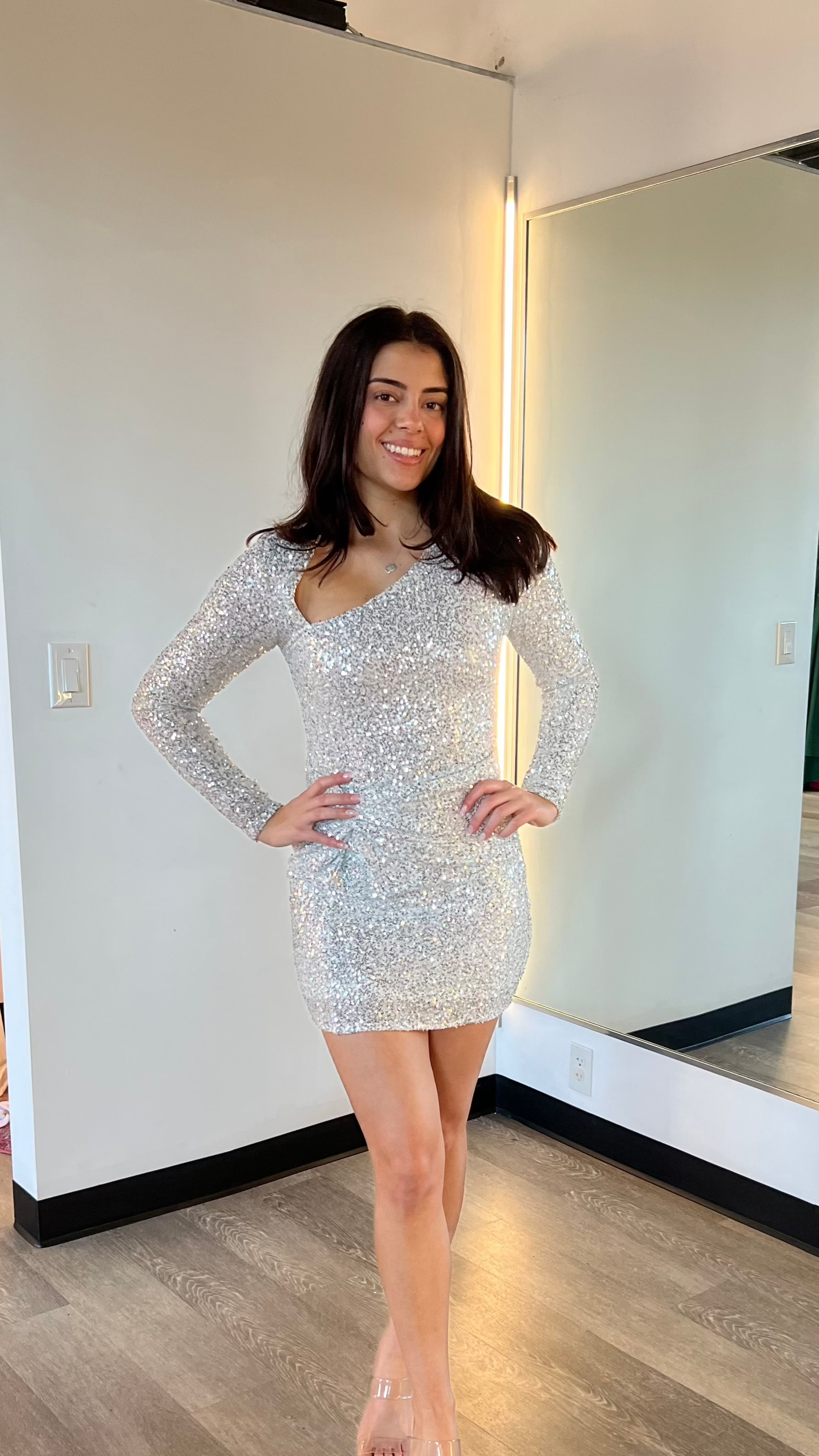 Kia Mini Dress for Women - Elegant Silver Party Dress for Night Out, Club, Date Night & Special Occasions