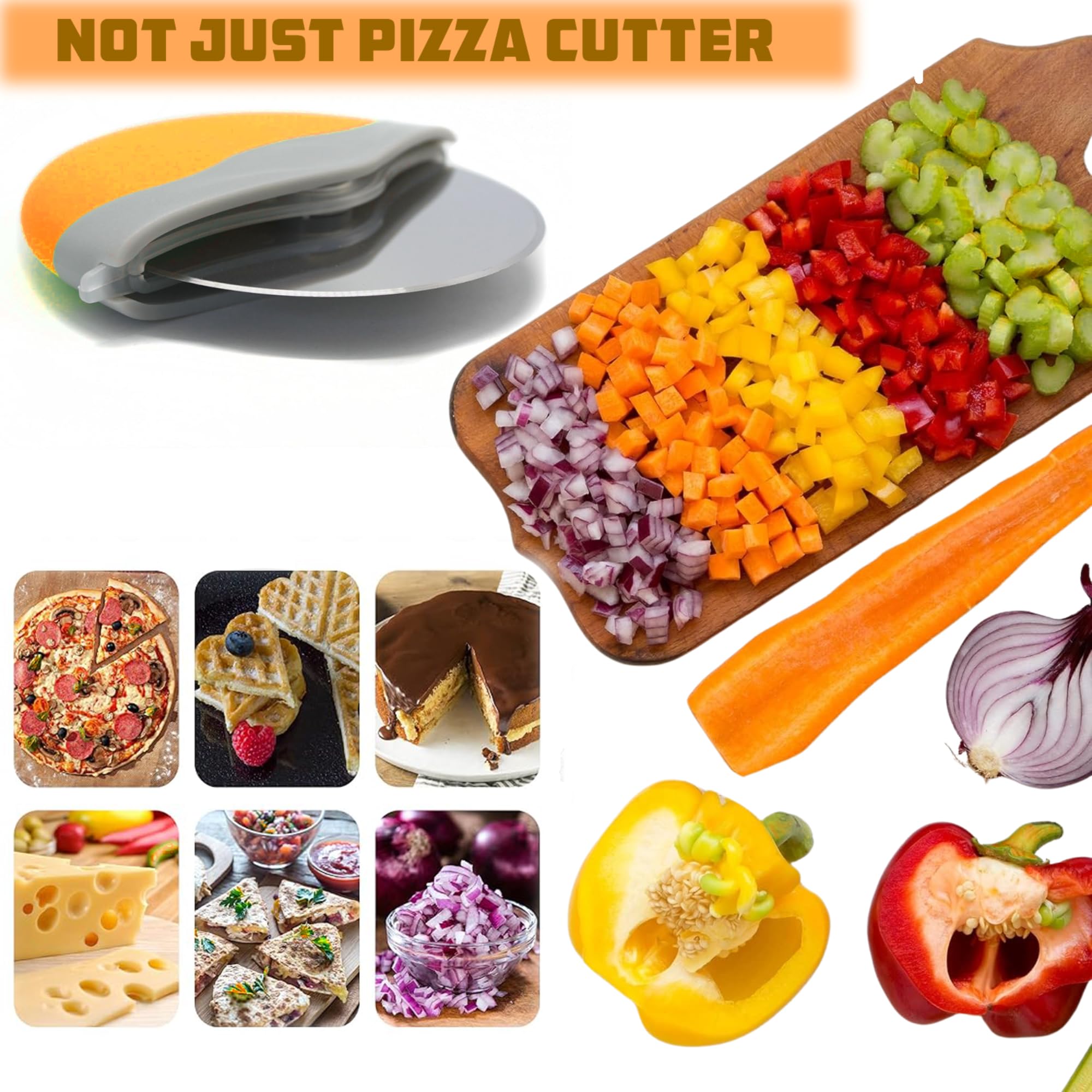 Premium Stainless Steel Pizza Cutter with Sharp Removable Blade - Ergonomic Handle & Retractable Cover for Safe Slicing - Perfect for Home Kitchens, Pizza Parties & Restaurant Use (Orange)