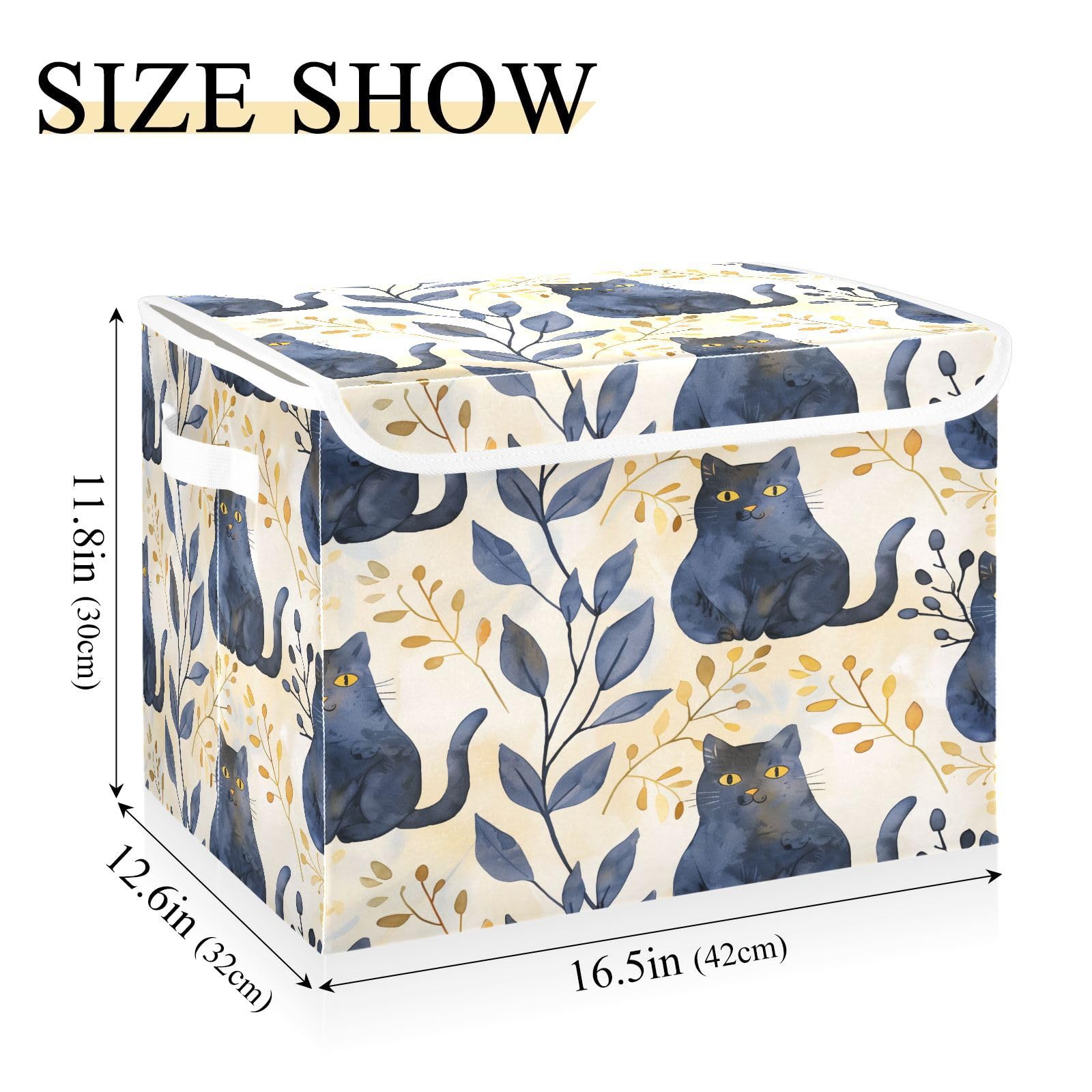 Foldable Fabric Storage Bins with Lids - Cute Cat Pattern Collapsible Organizer Boxes for Home, Bedroom, Closet & Office Organization | Perfect for Toys, Blankets & Seasonal Storage