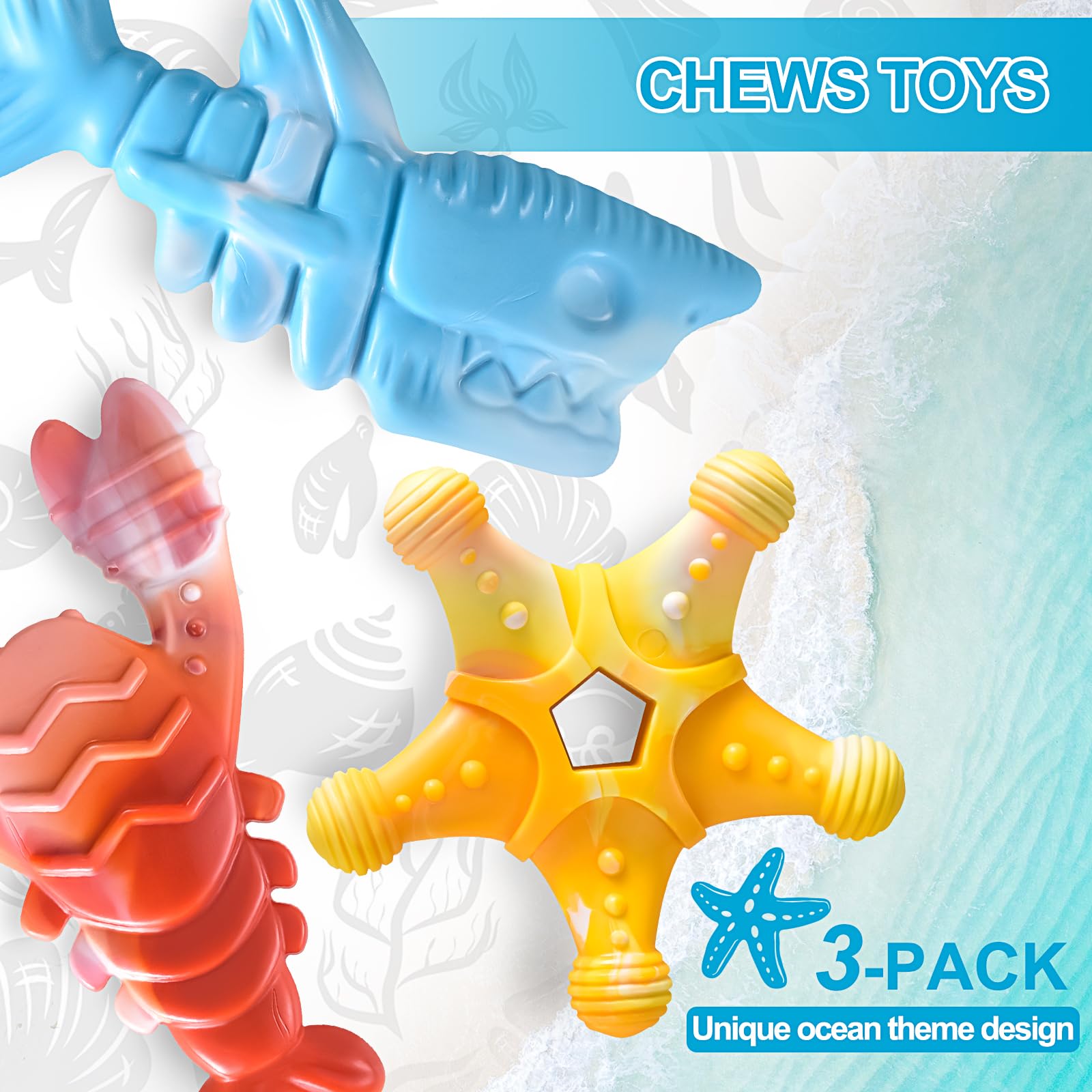 KXK 3-Pack Indestructible Dog Toys for Aggressive Chewers - Durable Chew Toys for Large & Medium Breed Dogs - Super Tough Dog Bone Toys for Powerful Chewers - Perfect for Playtime, Training & Anxiety Relief