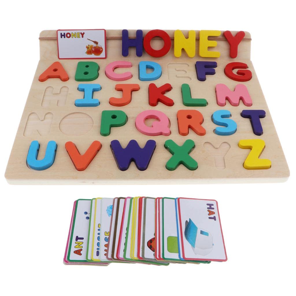 Enakshi Wooden Alphabet Puzzle Board - Uppercase Letters Learning Toy for Kids & Toddlers | Montessori Preschool Educational Toy, Handcrafted Wooden ABC Puzzle for Early Childhood Development - Perfect for Homeschooling, Classroom & Playroom Learning Activities