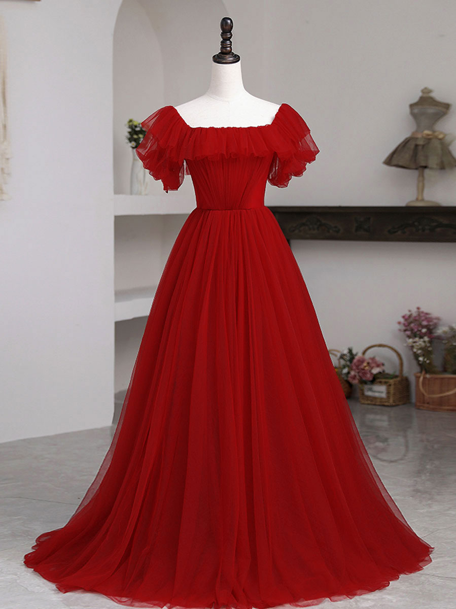 Elegant Burgundy A-Line Long Prom Dresses & Bridesmaid Gowns - Formal Evening Gowns for Homecoming, Weddings & Special Occasions