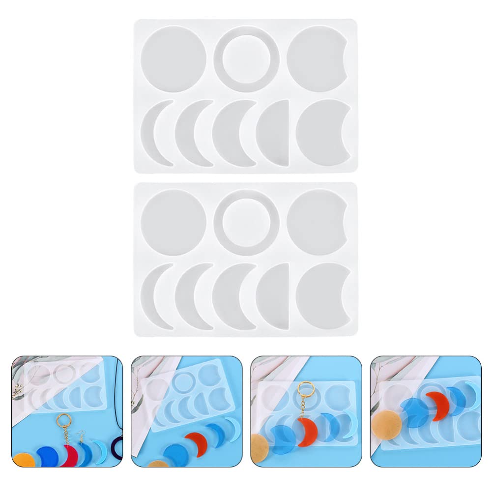 Moon Phase Silicone Molds for Resin Casting - 2PC Set (Crescent & Full Moon) - DIY Epoxy Jewelry Making, Keychain Pendants, Craft Art Supplies - Perfect for Home Decor, Gift Making & Boho Style Accessories