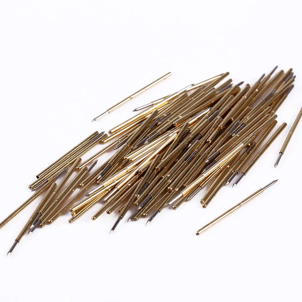 100PCS P50-B1 Spring Test Probes - 0.68mm Sharp Angle Needle Head Pins for Circuit Board Testing - Perfect for PCB Repair, Electronics Debugging & Micro Soldering