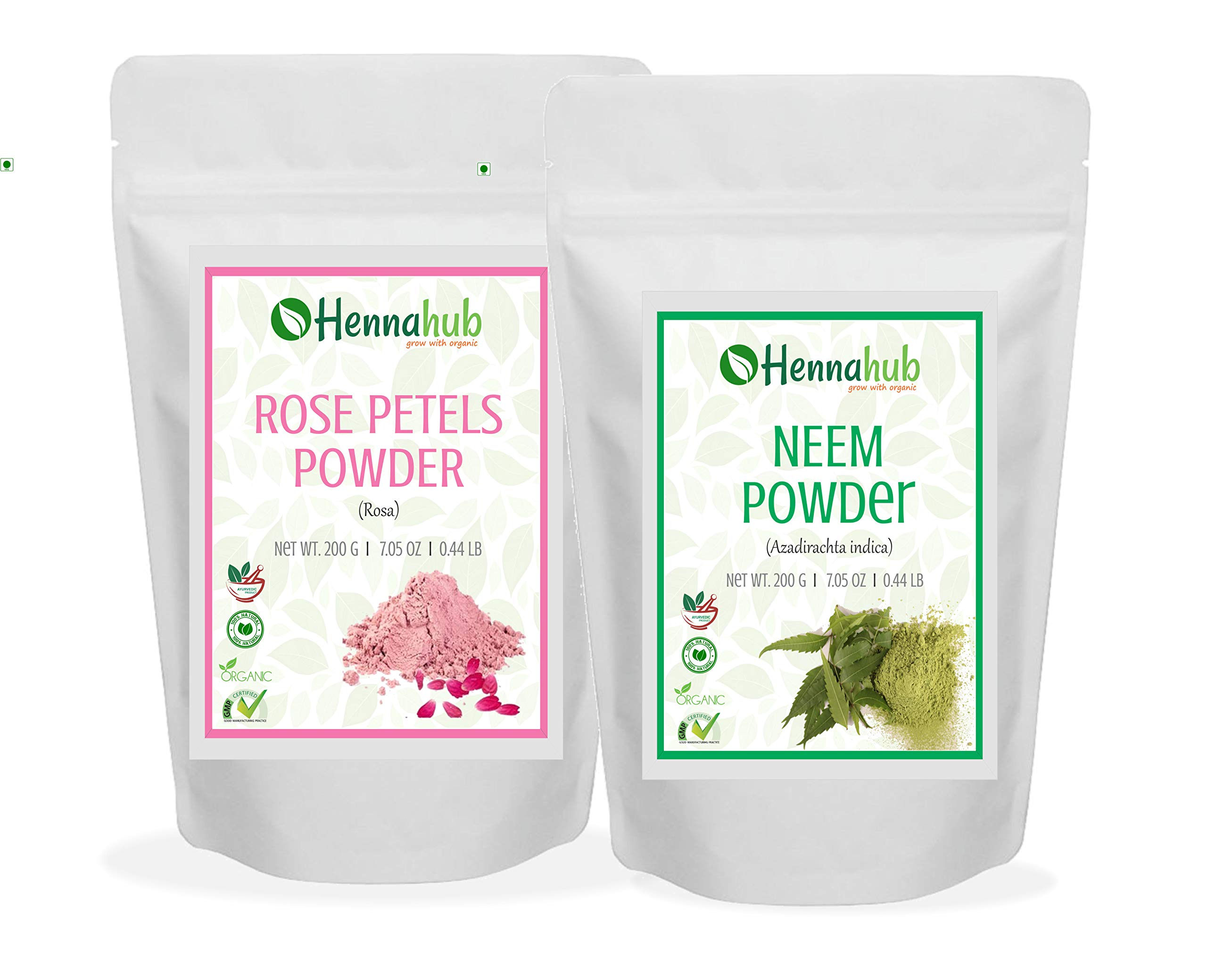 Pure Natural Neem Powder with Rose Petals for Face Mask & Skin Care - 200g | Organic Ayurvedic Facial Treatment for Acne, Glow & Radiance | Perfect for DIY Beauty Routines & Spa Days