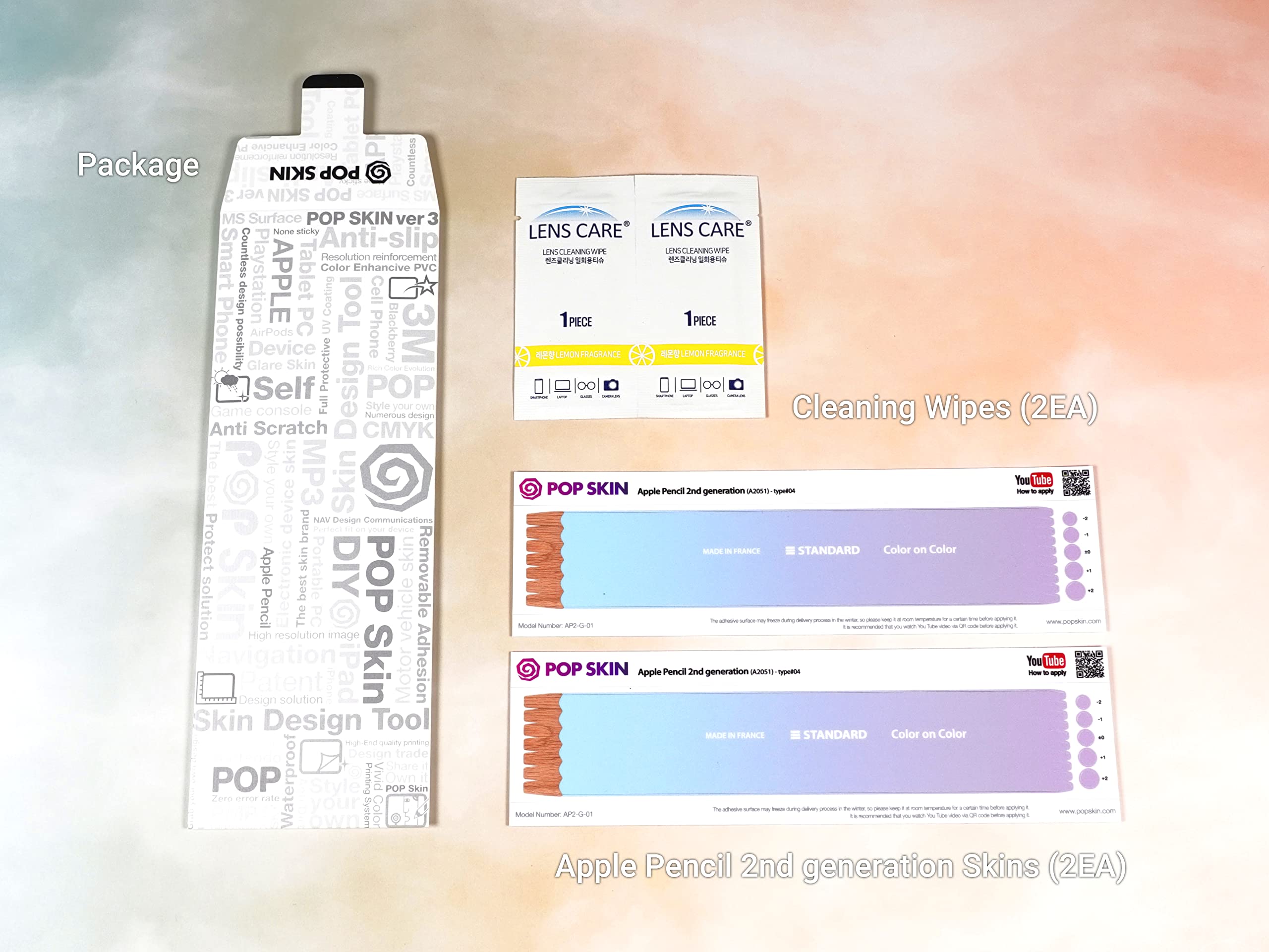 Matte Vinyl Skin for Apple Pencil 2nd & Pro - 2 Pack (G-01) | Perfect for Artists & Students