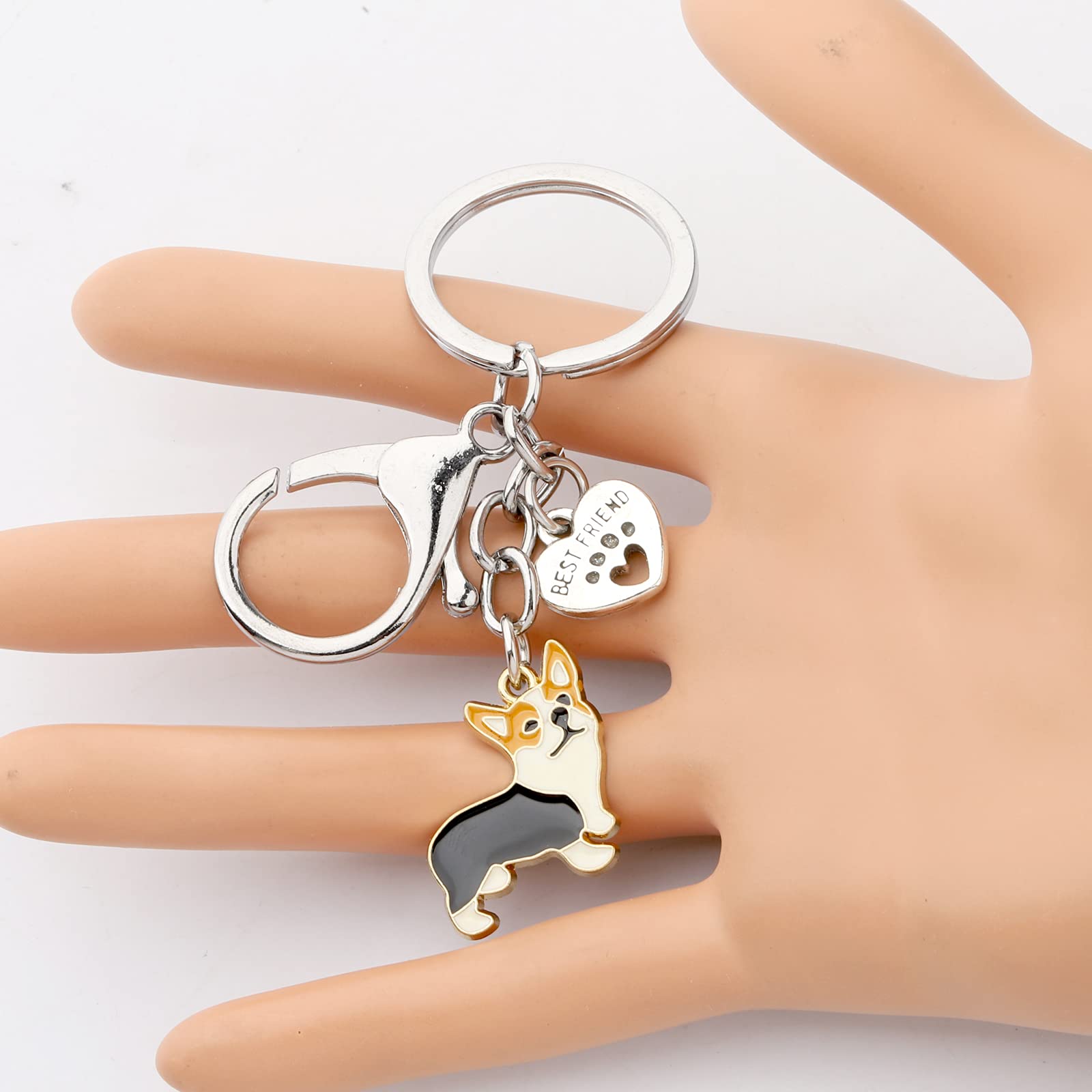 BNQL Cute Corgi Keychain - Perfect Gift for Corgi Owners & Dog Lovers - Paw Print Pet Rescue Keychain - Ideal for Birthdays, Christmas & Pet Adoption Celebrations