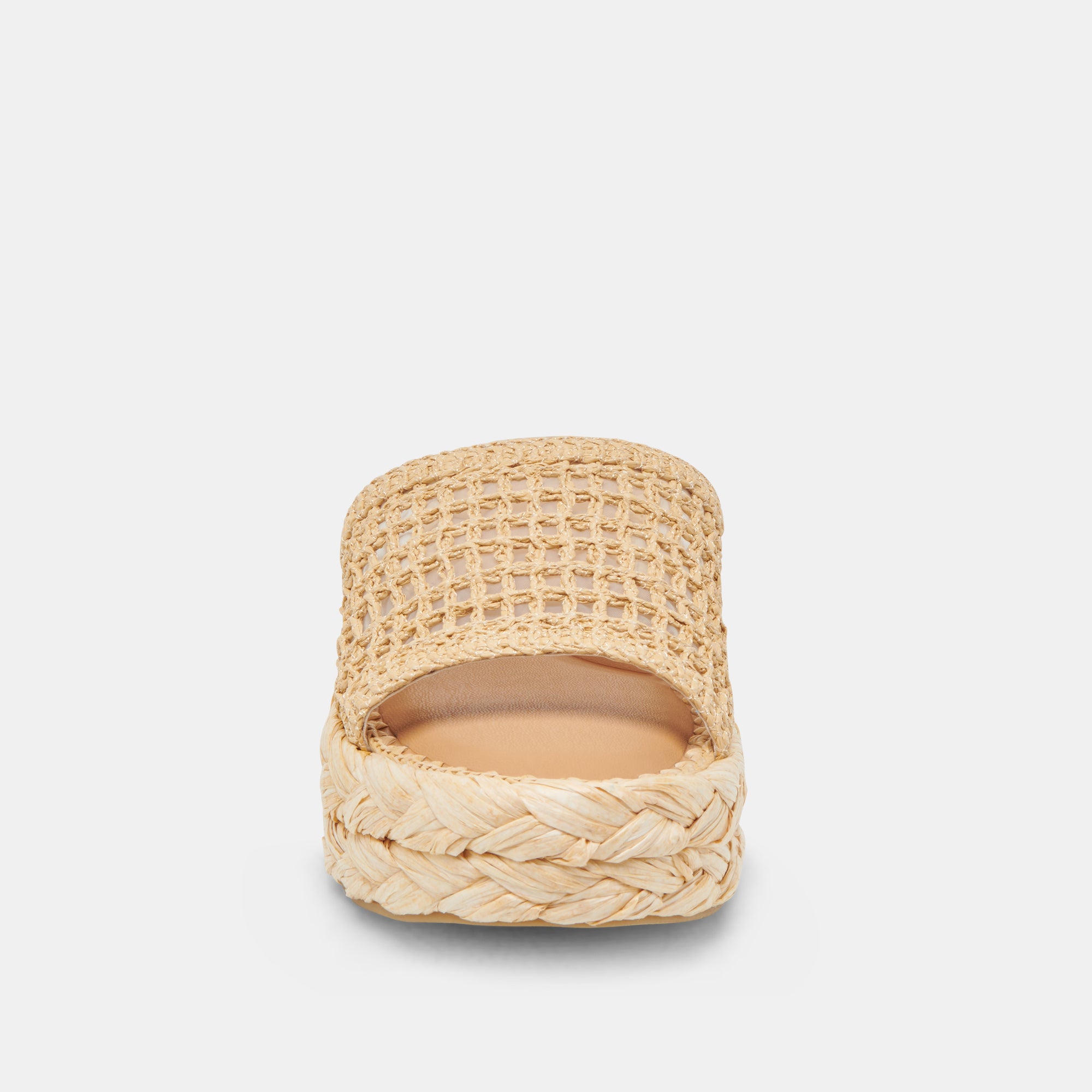 Chavi Women's Natural Woven Raffia Mesh Sandals - Comfortable Summer Beach Slides for Outdoor Walking, Vacation & Casual Wear