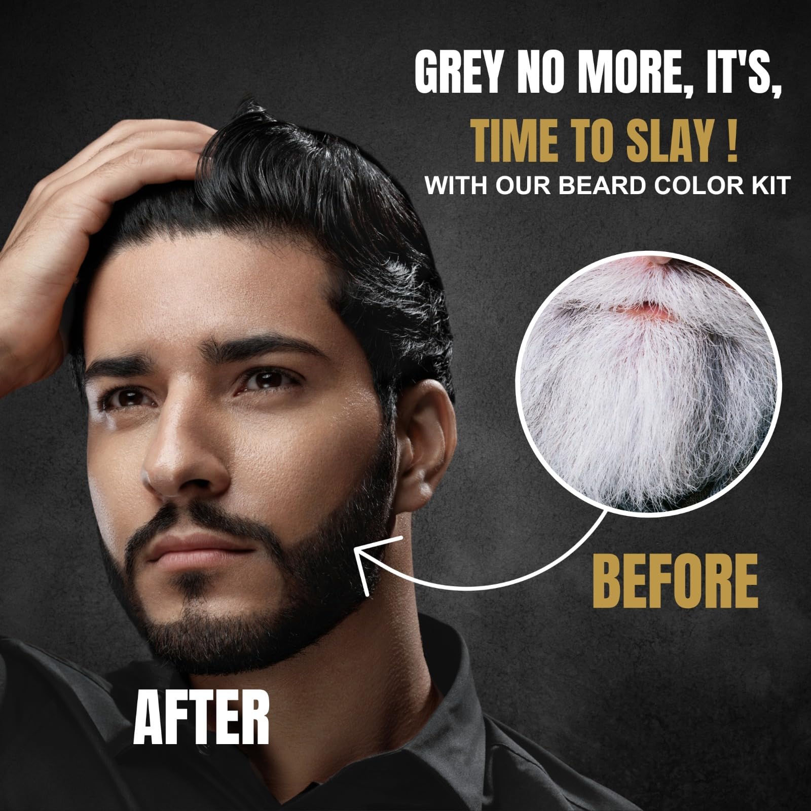 BEMEN Hair & Beard Color Kit for Men - 5-10 Minute Mustache & Hair Dye - Easy Application, No Stain, Long-Lasting Shine - Natural Black Beard Color | Perfect for Home Use, Touch-Ups, and Professional-Looking Results