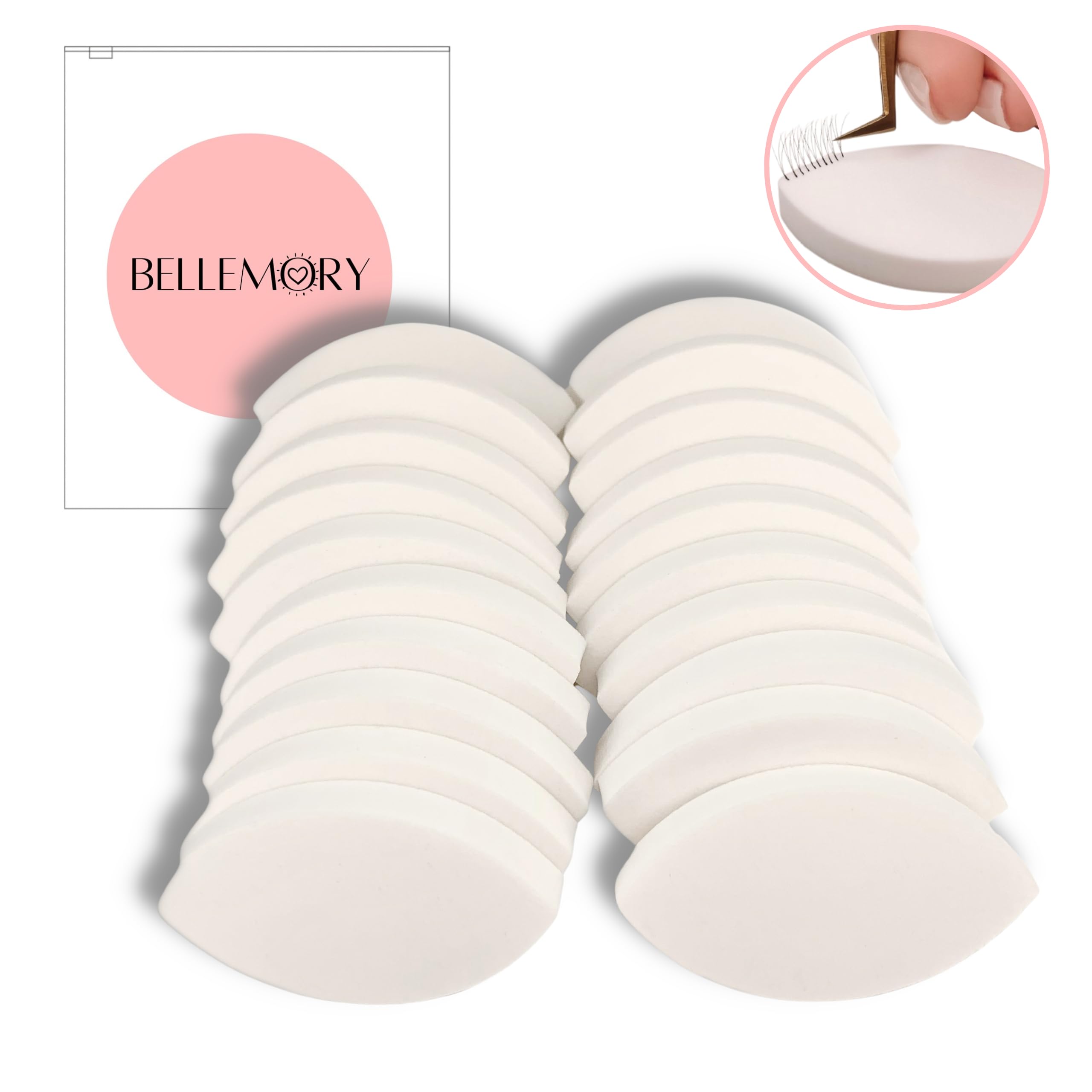 Professional Eyelash Extension Practice Sponges - 20pcs Eye Shape Sponges with Mapping Chart for Lash Artists | Perfect for Salon Training & DIY Lash Practice at Home