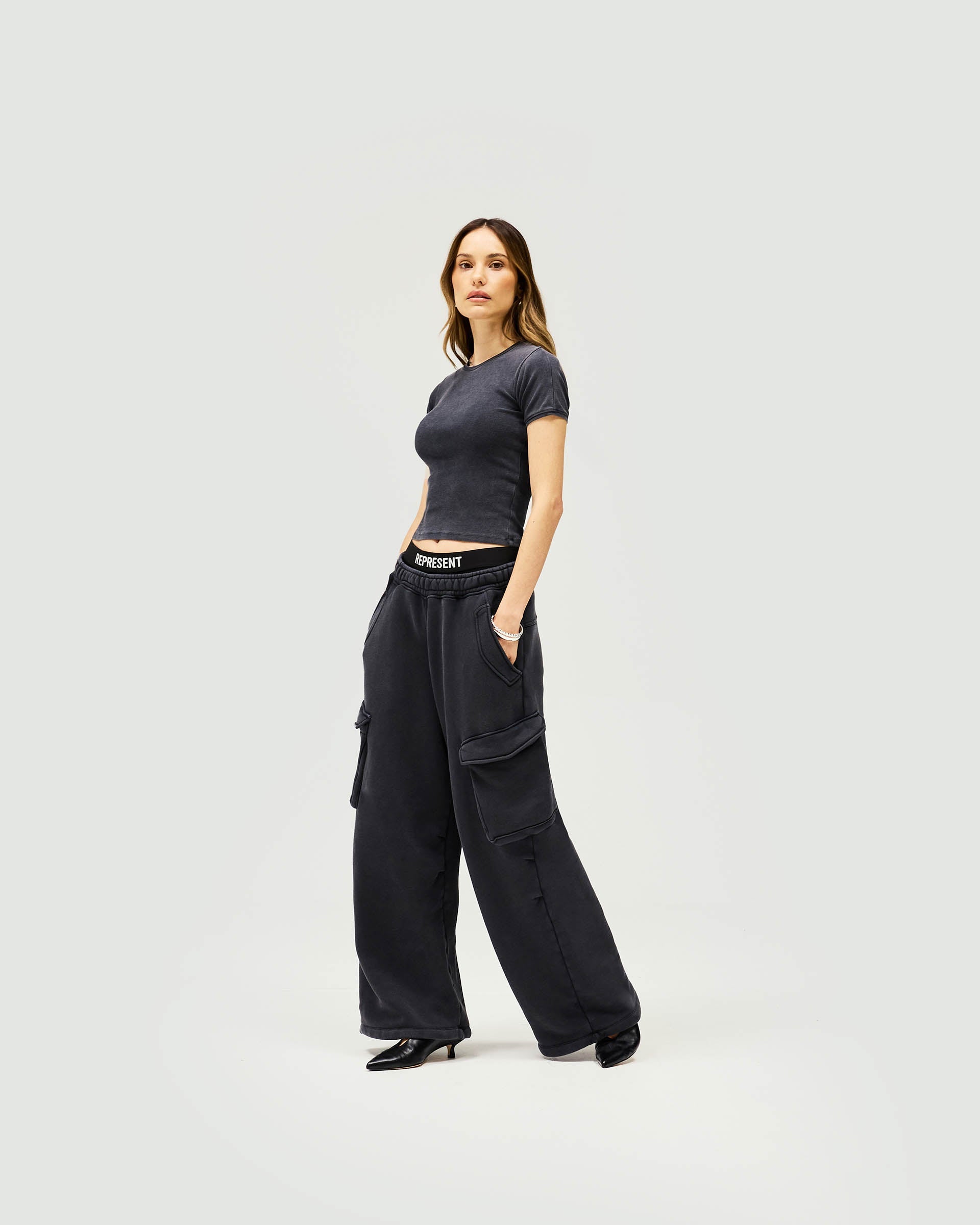 Initial Cargo Jogger Pants - Washed Black | Comfortable Men's Joggers for Casual Wear, Gym & Lounge | Trendy Streetwear Style