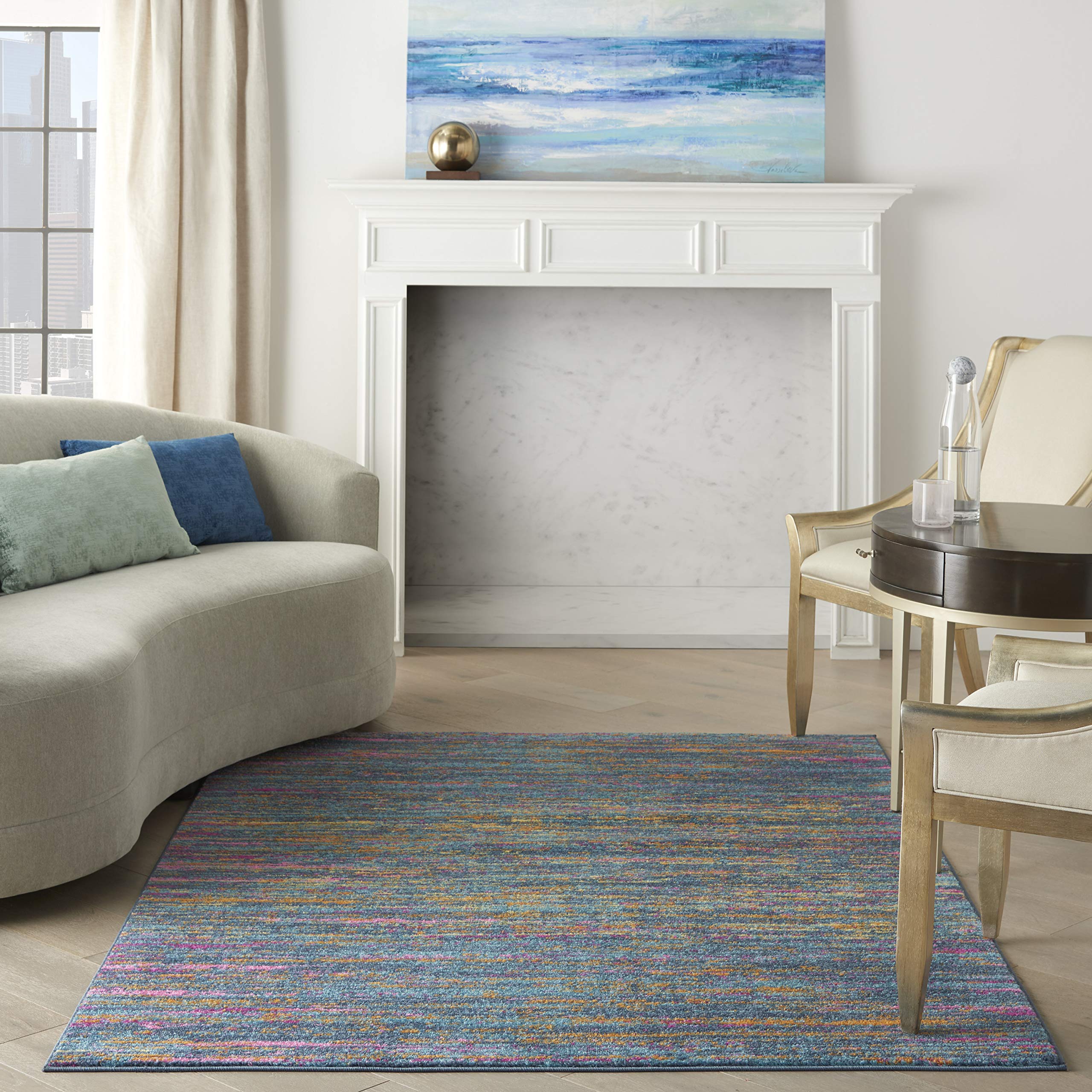 Nourison Passion Abstract Blue Multicolor 3'9