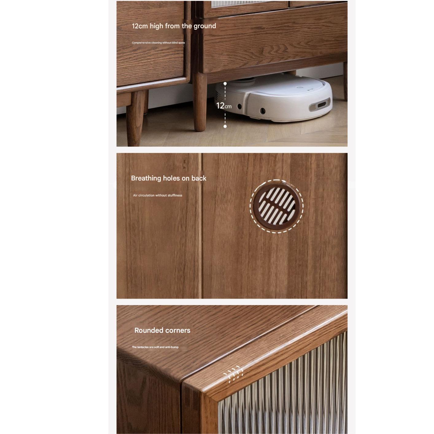 Solid Oak Wood Modern Side Cabinet - Stylish Storage for Living Room, Bedroom, or Office