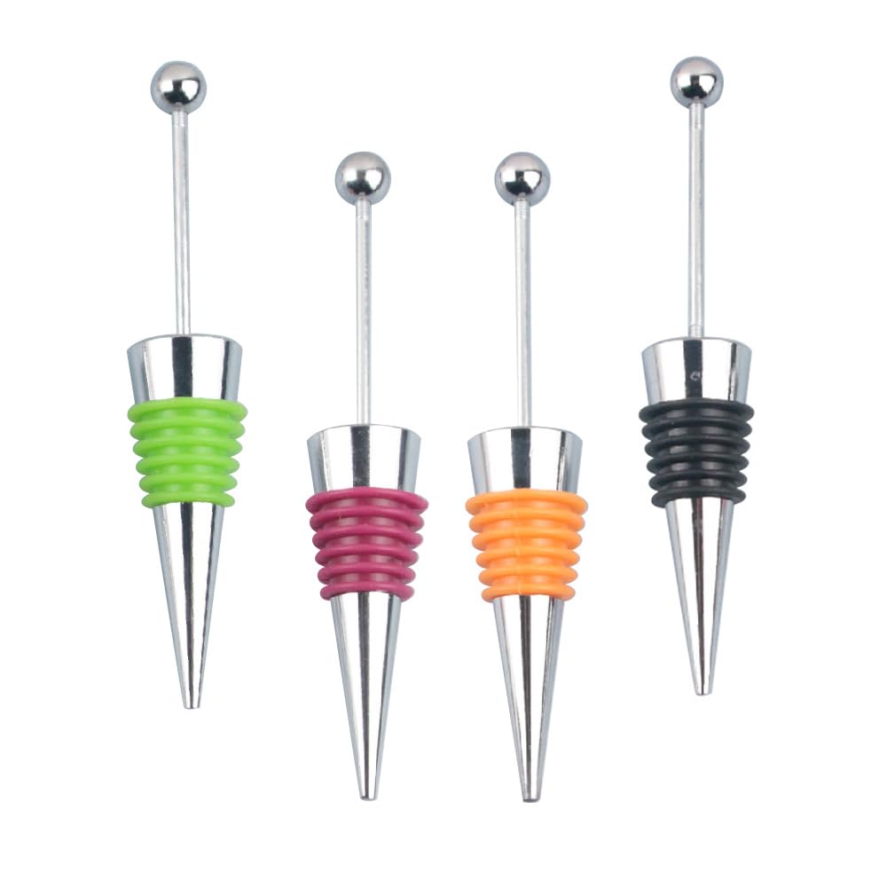 Premium Wine Stoppers for Bottles - 4 Pack Reusable Decorative Wine Savers with Air Tight Seal | Ideal for Home, Kitchen, Bar Use & Gift Giving | Preserve Wine Freshness for Days