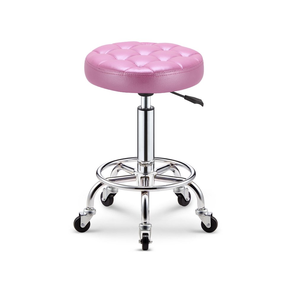 **WURE Modern Lattice Bar Chair - Pink Upholstered Salon Stool for Spa, Massage, Manicure - Comfortable & Stylish Seating for Home, Salon, or Cafe**