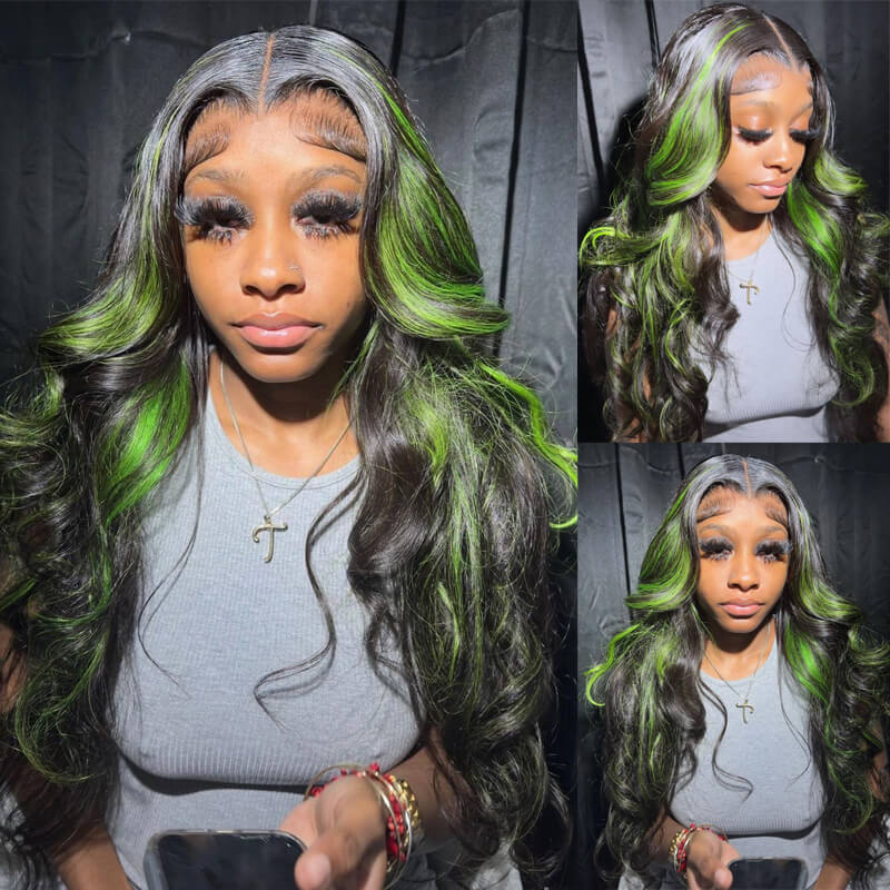 Eullair Body Wave Balayage Highlights Lace Front Wig - Rose Pink, Blue, Green Ombre Human Hair - Perfect for Cosplay, Parties & Daily Wear | @queenleora Recommended