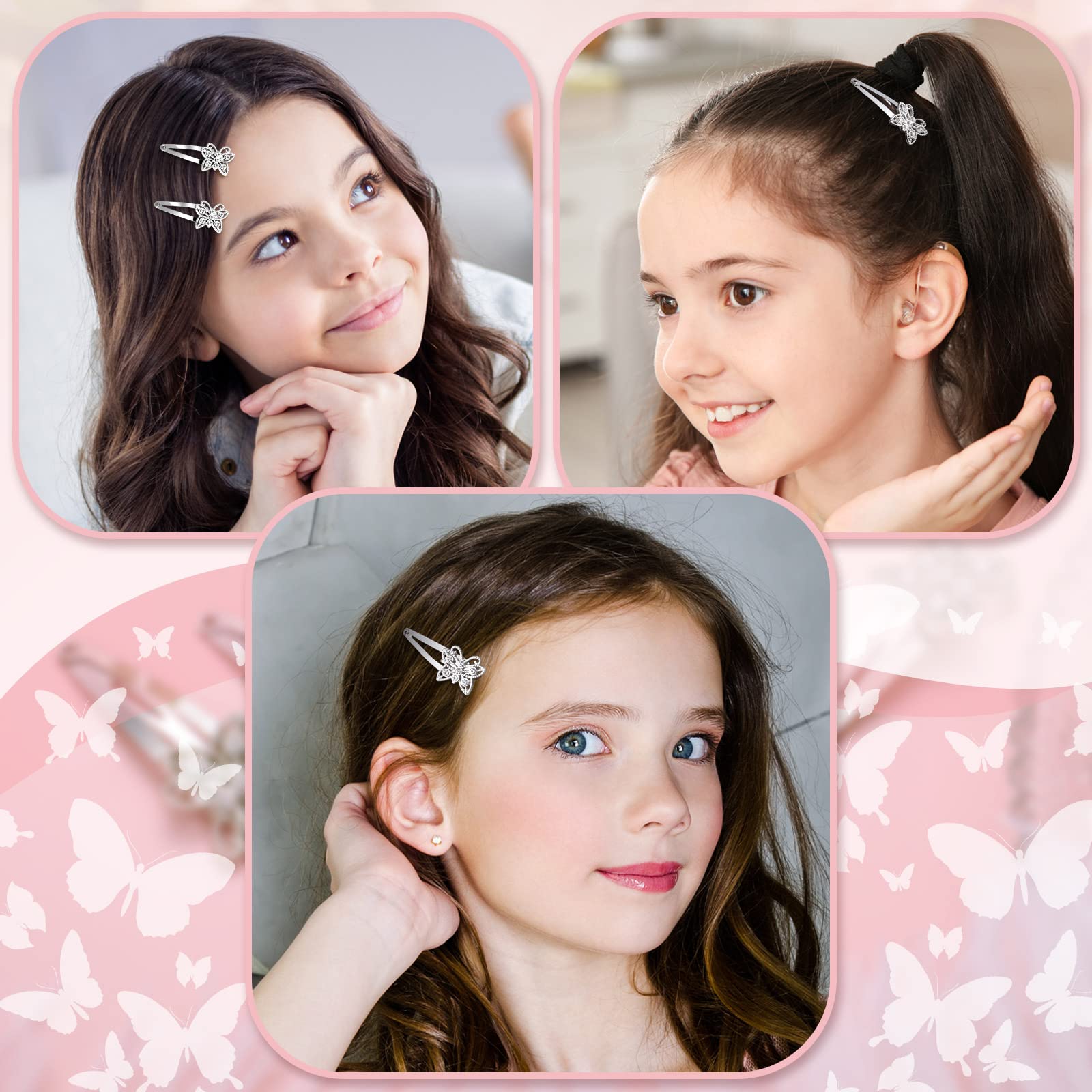 Jexine 12-Piece Silver Butterfly Rhinestone Hair Clips Set - Elegant Barrettes for Women & Girls - Shining Hair Accessories for Weddings, Parties & Everyday Styling