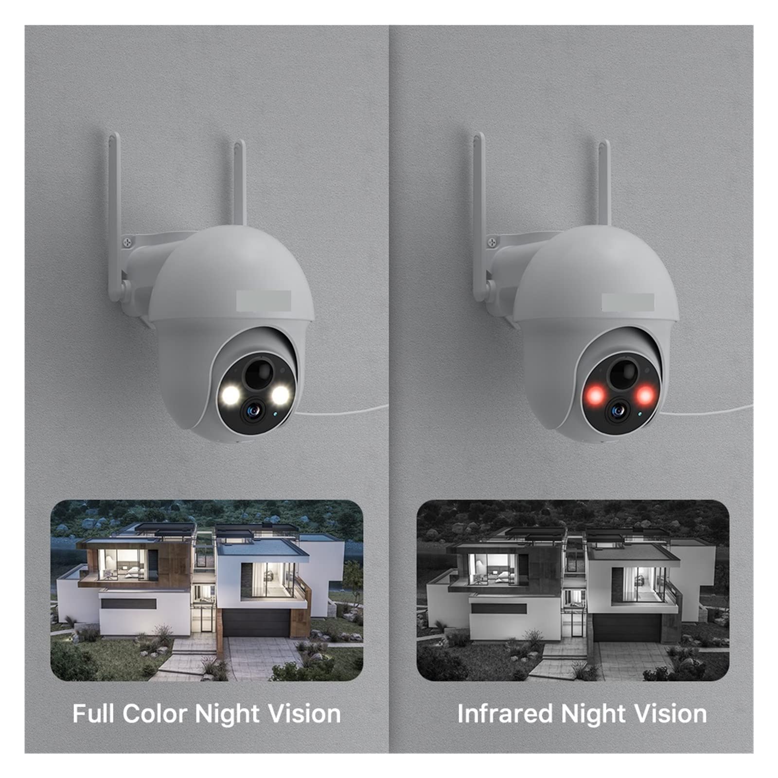 3MP Solar Security Camera with Rechargeable Battery & 360° Spotlight - Wireless Outdoor Surveillance with PIR Human Detection - Weatherproof for Home, Yard & Business Protection (White)