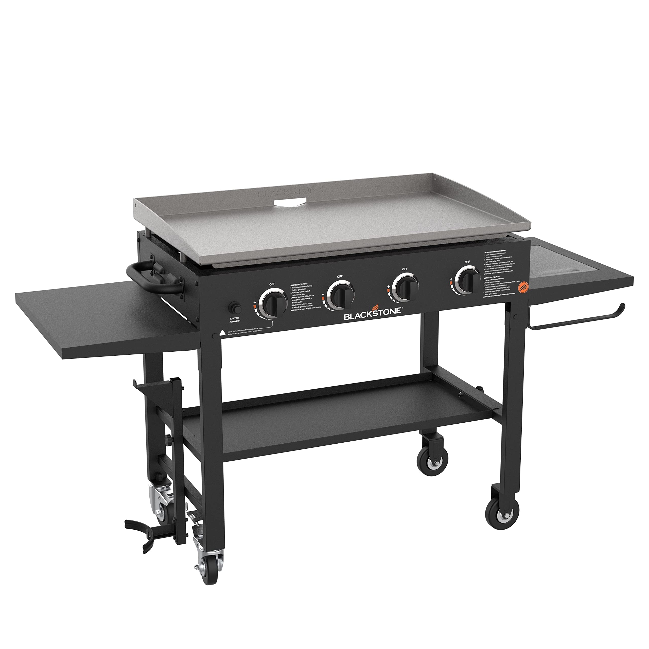 Blackstone 36 Inch Outdoor Flat Top Gas Griddle - 4 Burner Propane Grill with Built-in Cutting Board, Garbage Holder & Side Shelf - Professional Restaurant-Grade Cooking Station for Backyard BBQ, Tailgating & Outdoor Parties (1825, Black)
