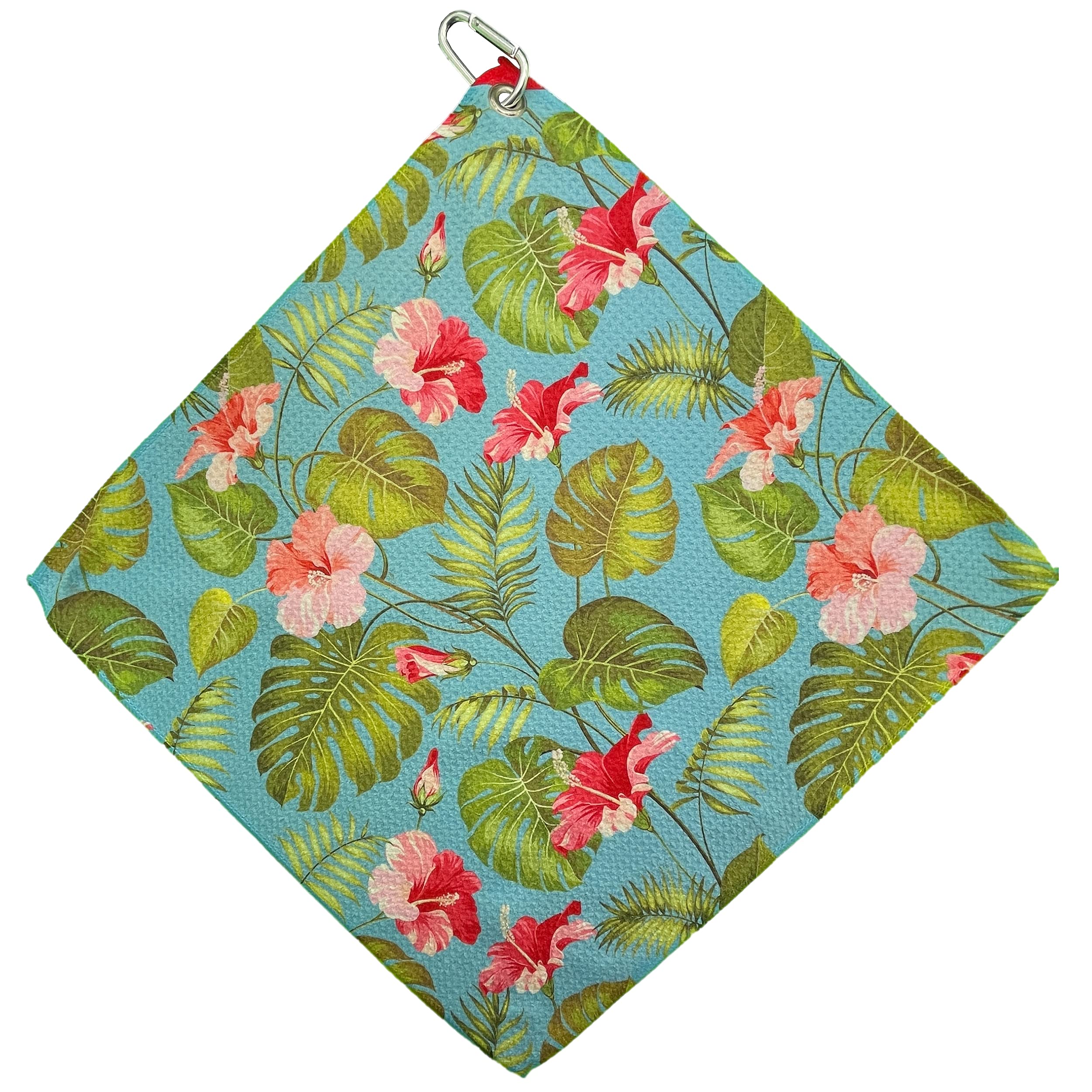 Hawaiian Light Blue Print Microfiber Waffle Golf Towel 16x16 Inch - Quick-Drying, Absorbent Sports Towel for Golf, Gym, Beach & Outdoor Activities