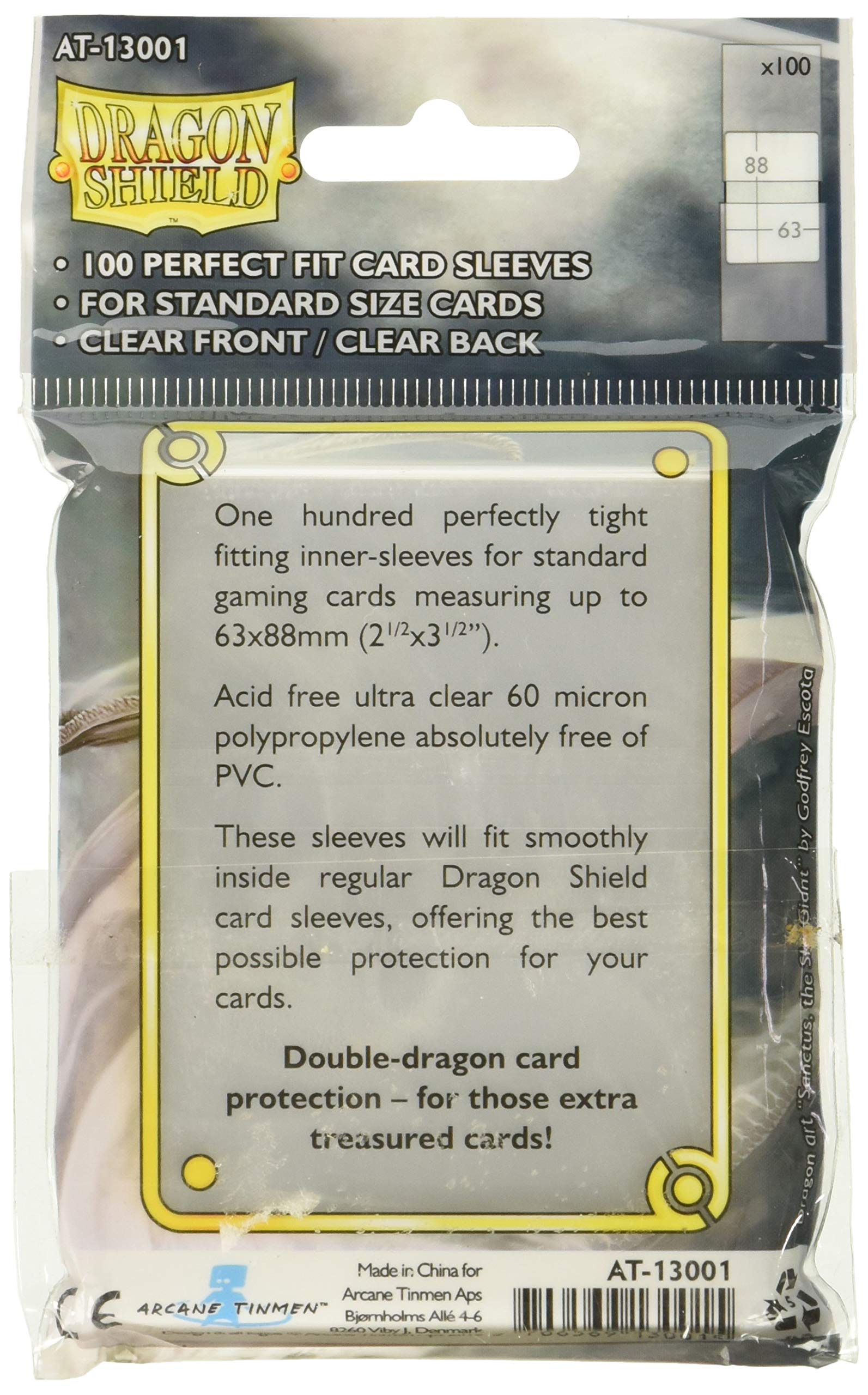 Dragon Shield Standard Size Card Sleeves - 100 Pack, Purple, Clear (63x88mm) | Perfect for MTG, Yu-Gi-Oh!, Pokemon & Collectible Card Games Protection