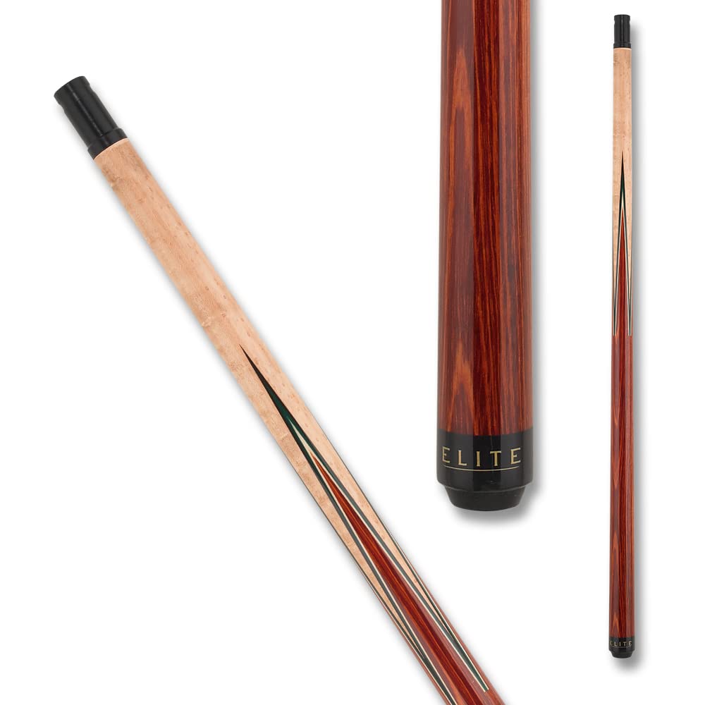 Elite EP33 Pool Cue - Premium Black Stained Maple & Zebrawood Design with Pearle White Diamonds & Black Outline - Perfect for Professional & Recreational Billiards