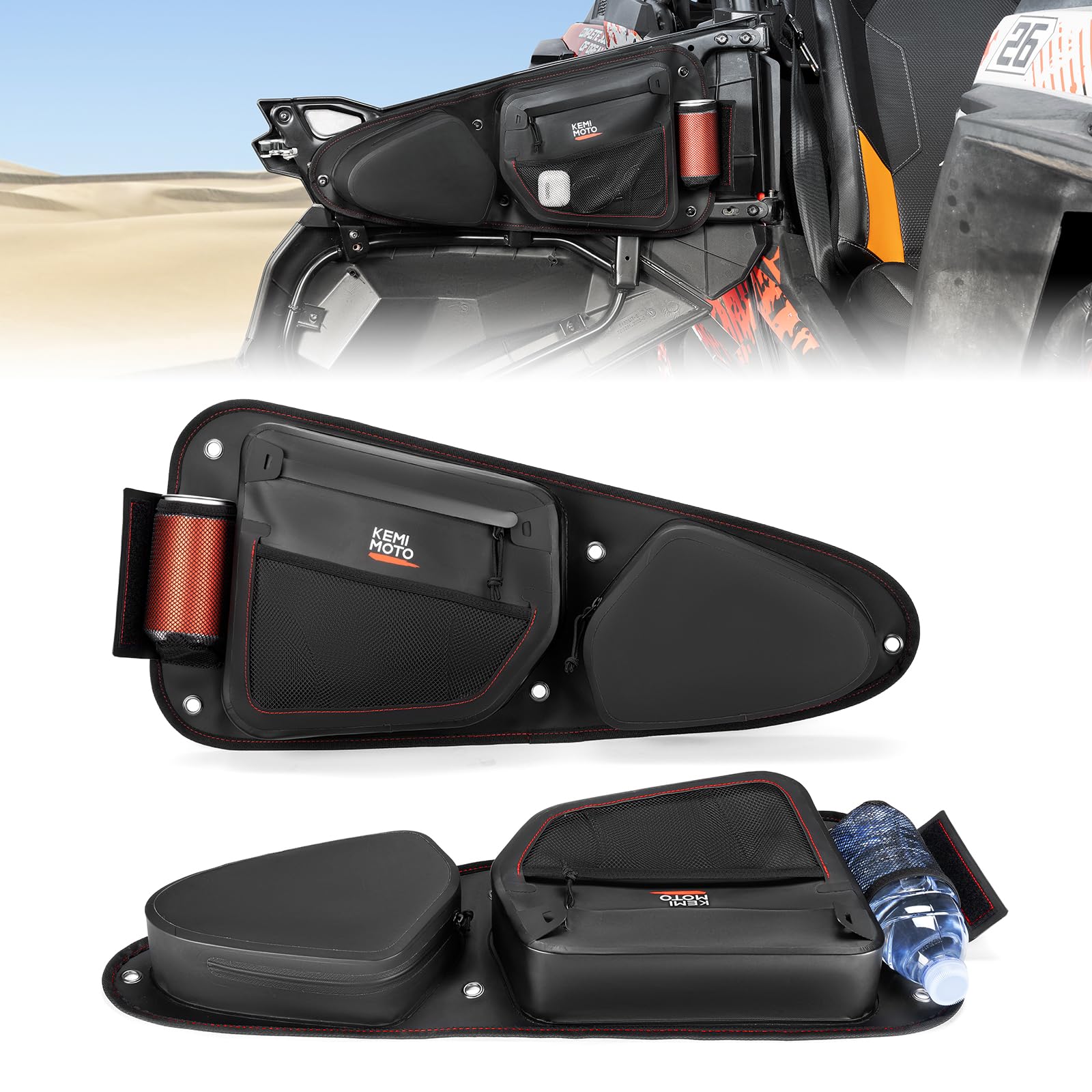 **KEMIMOTO TPU Fabric IPX6 Waterproof Side Door Bags for Polaris RZR XP 1000, Trail S 900, Turbo S (2014-2023) - Mudproof, Easy-Clean Zippers, Durable Off-Road Accessories | Perfect for Outdoor Adventures, Hunting & Trail Riding**