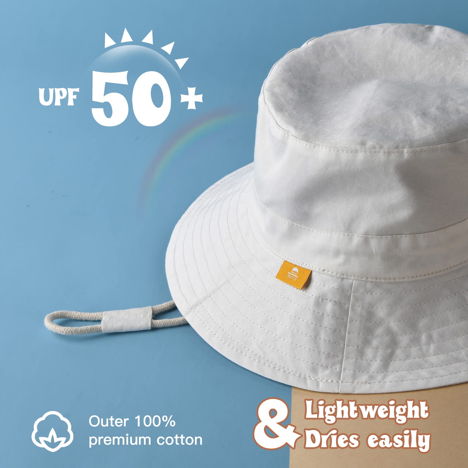 Baby Sun Hat for Boys & Girls - UPF 50+ UV Protection Summer Bucket Hat for Toddlers & Kids - Soft Cotton Beach Hat for Outdoor Play, Pool, Park & Travel