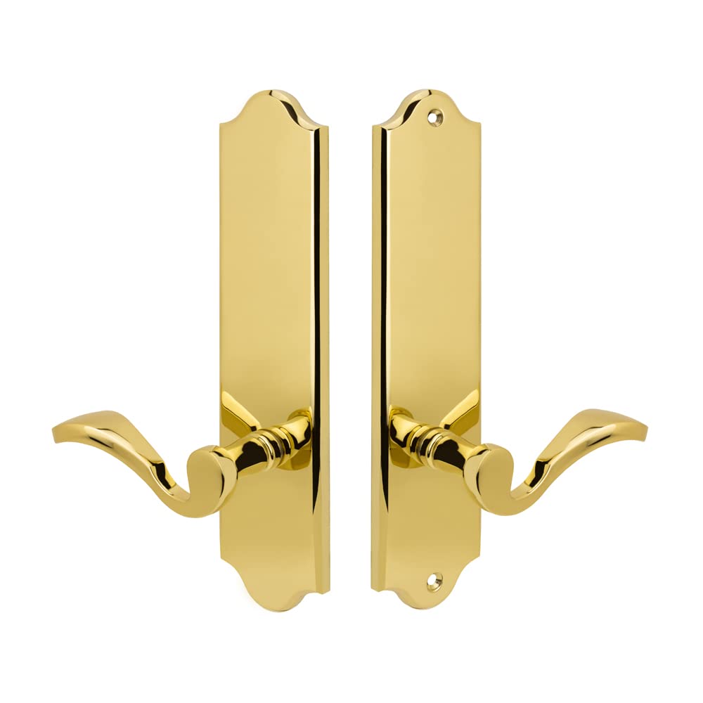 Royal Zinc Die-Cast Lever Set with Back Plates in Lifetime Polished Brass - Full Dummy Set for Left Hand Doors | Perfect for Vintage Home Restoration & Interior Design Projects