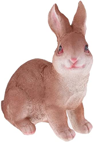 Realistic Rabbit Sculpture - Handcrafted Bunny Statue for Garden Decor, Desktop Ornament, Fairy Garden & Easter Decorations - Brown - Perfect for Outdoor Landscaping, Home Décor & Seasonal Celebrations