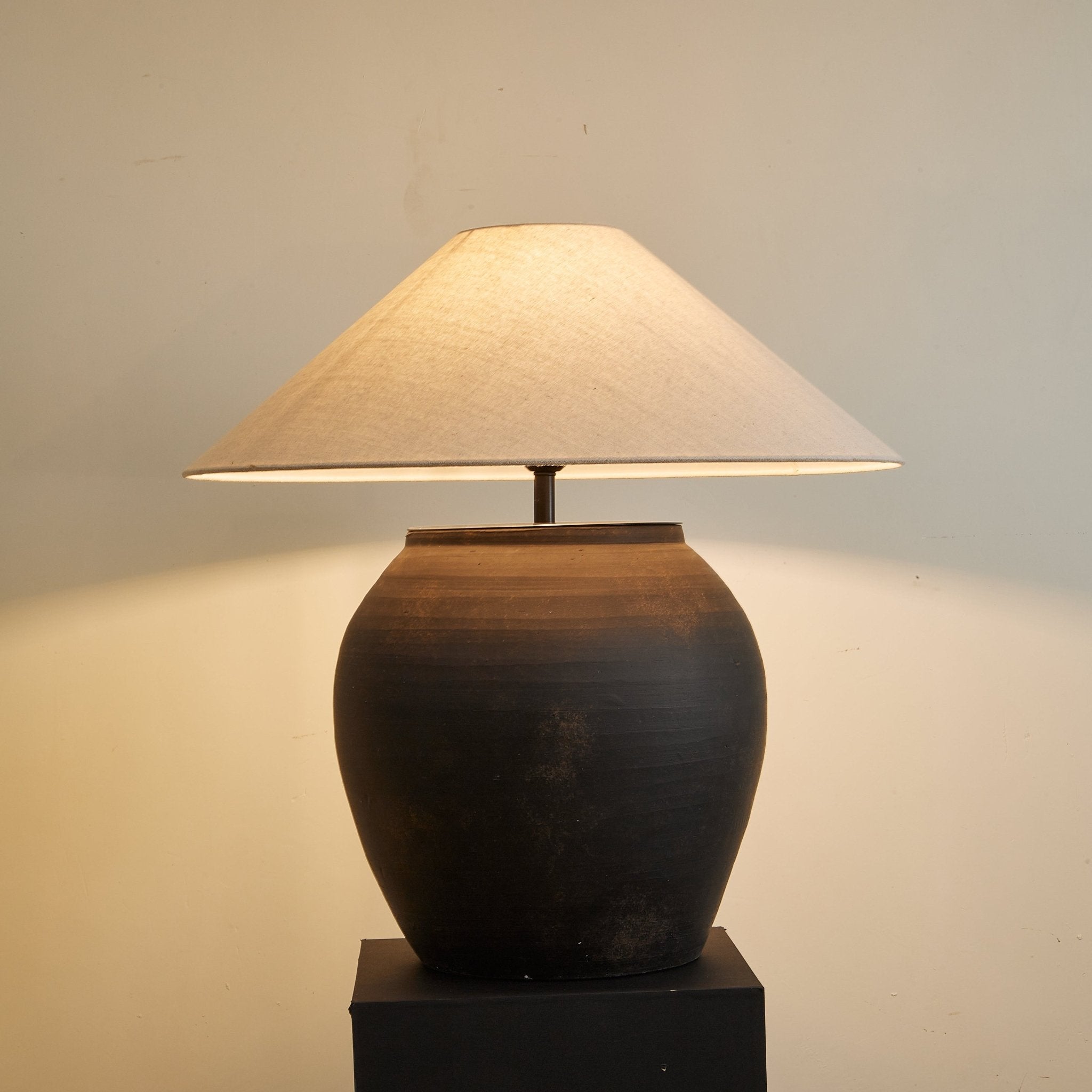 Noira Terracotta Table Lamp - Handmade Ceramic Nightstand Lamp with Natural Earthy Texture, Perfect for Bedroom, Living Room & Office Decor