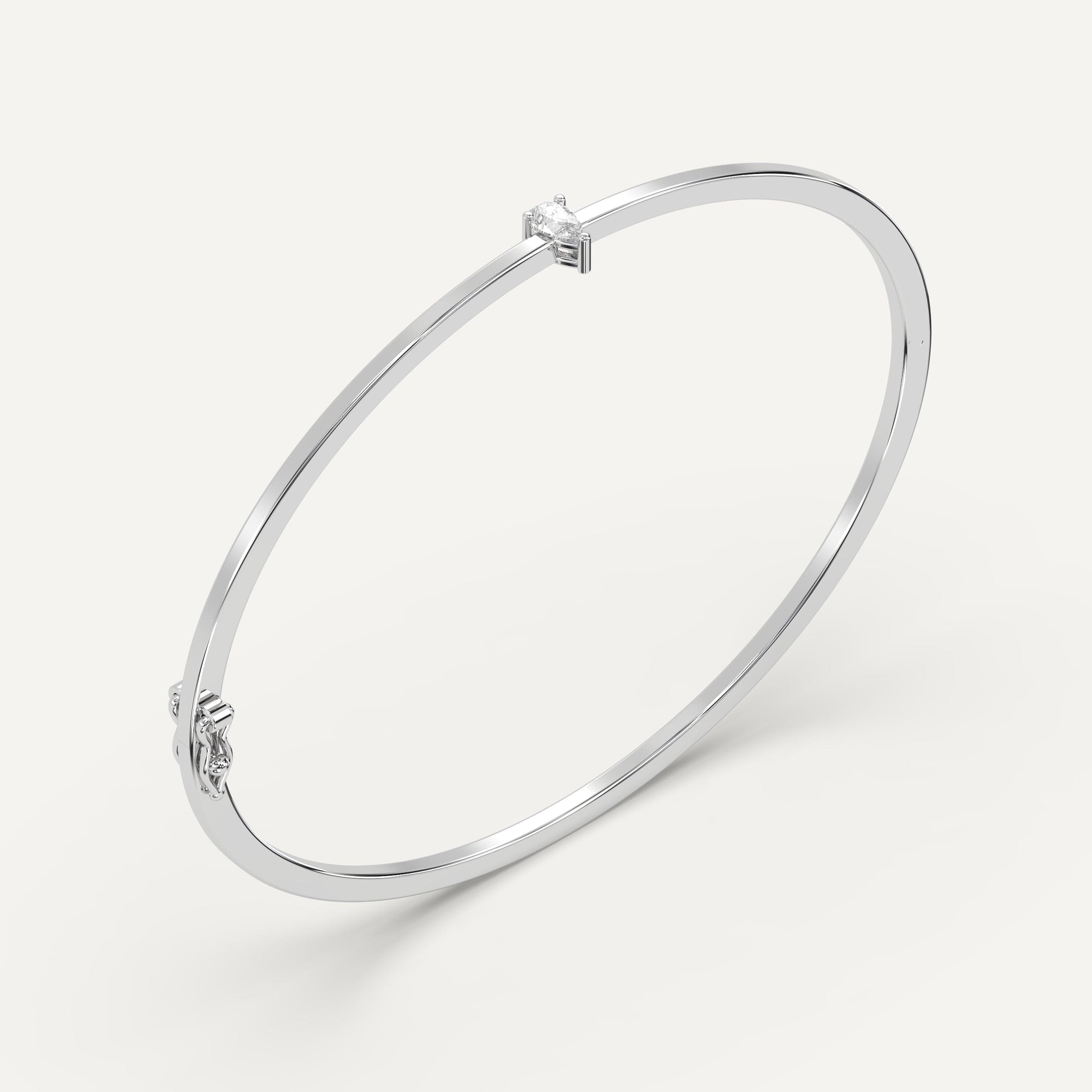 1/4 Carat Pear Diamond Solitaire Bangle Bracelet - Elegant Dainty Jewelry for Women, Perfect for Weddings, Anniversaries & Special Occasions