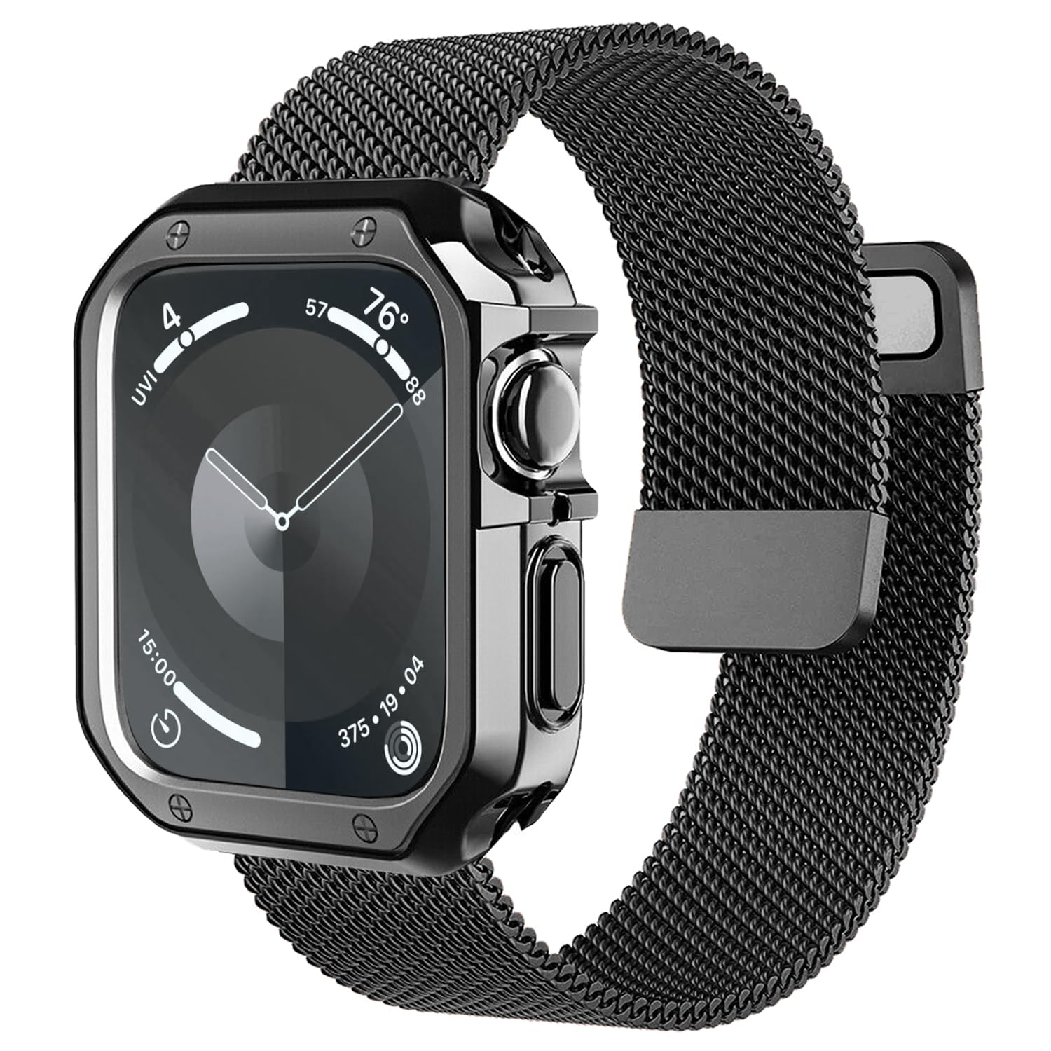 2-in-1 Magnetic Stainless Steel Loop Band & Protective TPU Case for Apple Watch Ultra/SE/Series 9/8/7/6/5/4/3/2/1 - Durable Metal Strap with Secure Clasp for Men & Women - Perfect for Workouts, Daily Wear & Outdoor Activities