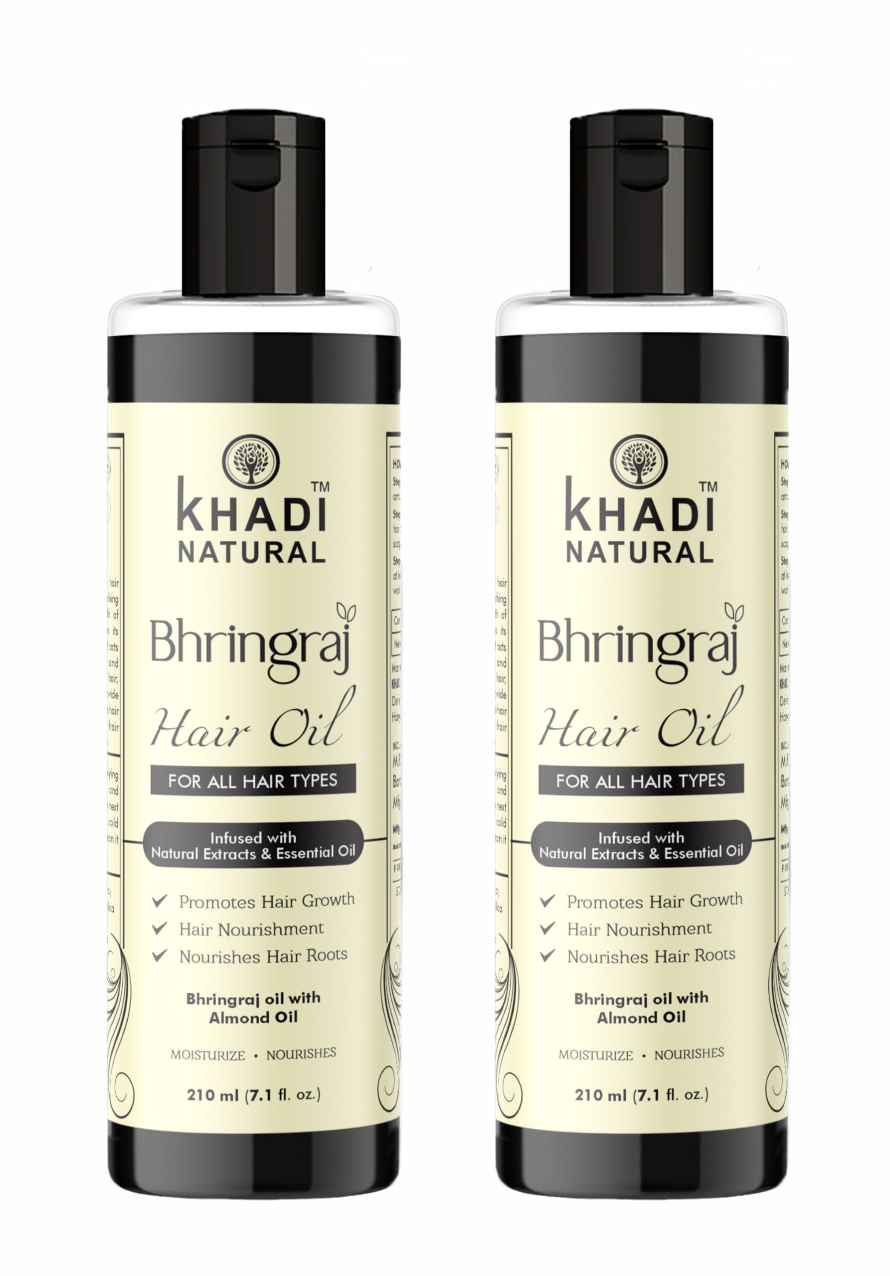 Khadi Natural Bhringraj Hair Oil 210ml - Organic Ayurvedic Hair Growth Treatment for Dry, Damaged & Thinning Hair - Strengthens & Nourishes All Hair Types - Best for Scalp Massage & Night Hair Care Routine