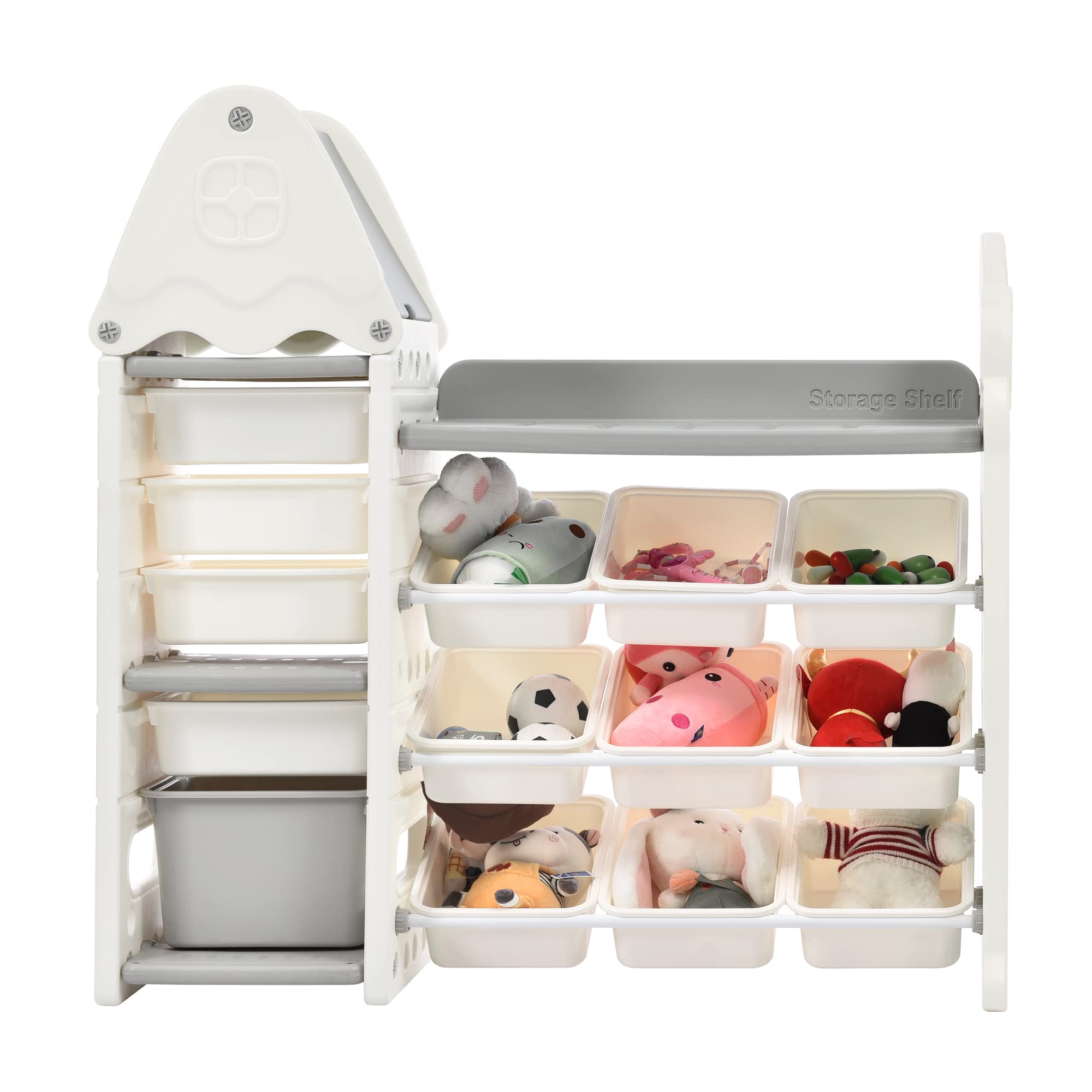 14-Bin Kids Toy Storage Organizer - Multifunctional Nursery Organizer & Toy Cabinet with HDPE Shelves | Perfect for Playroom, Bedroom & Living Room Toy Organization