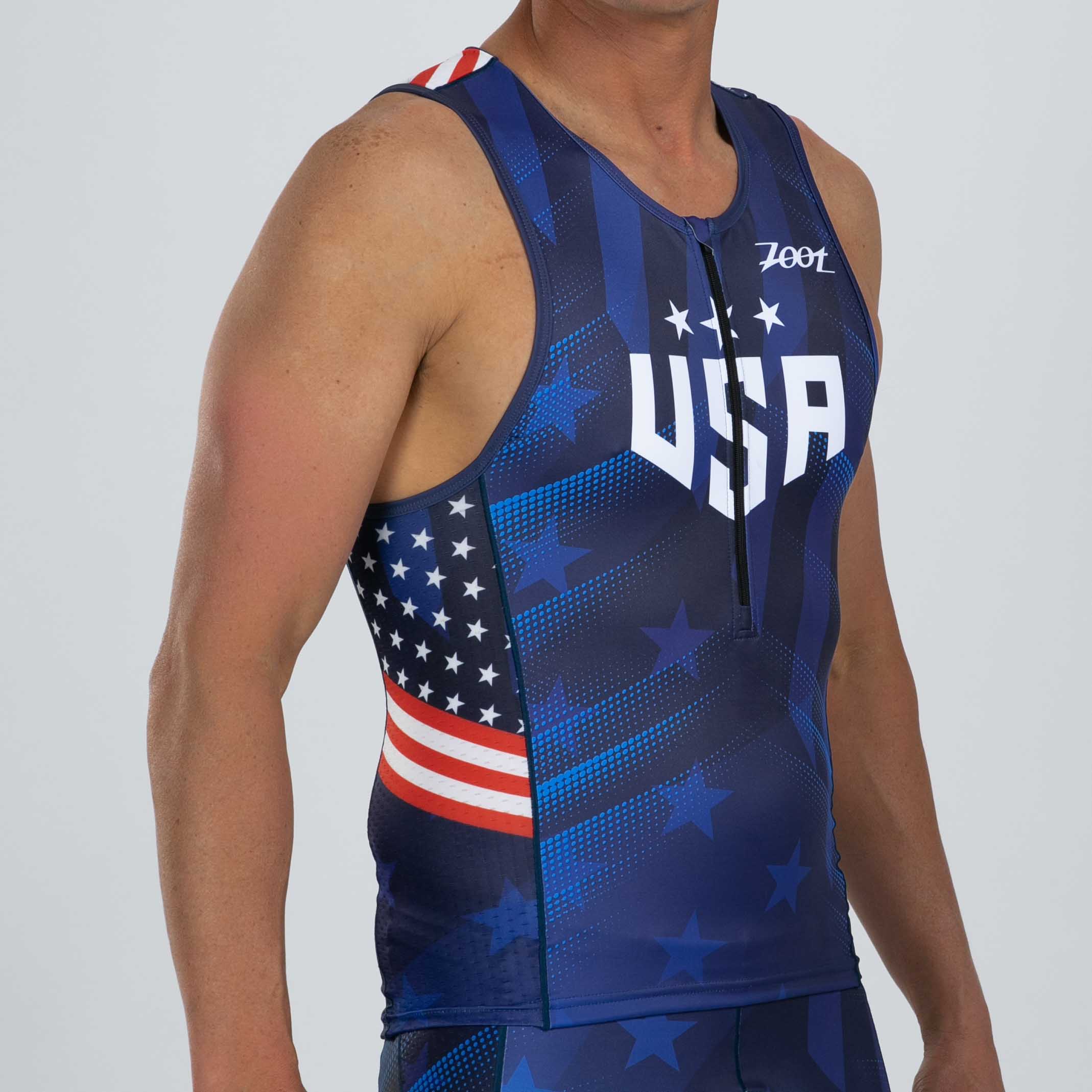 Men's Limited Edition Tri Tank Top - Red, White & Blue (RWB) - Perfect for Gym, Running & Patriotic Events