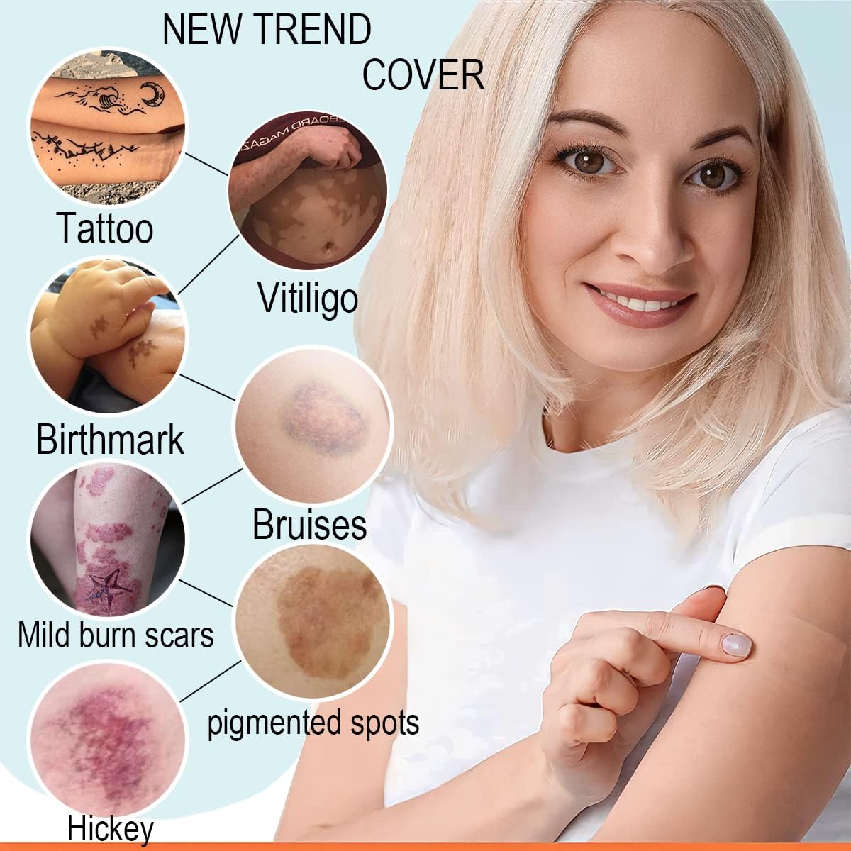 2023 New Waterproof Tattoo Cover Up Sticker Pads - Scar Concealing Tape for Tattoos, Birthmarks, Black Spots & Scars - Lasts 3-7 Days - Bright White 4Pcs - Perfect for Swimming, Work & Daily Activities