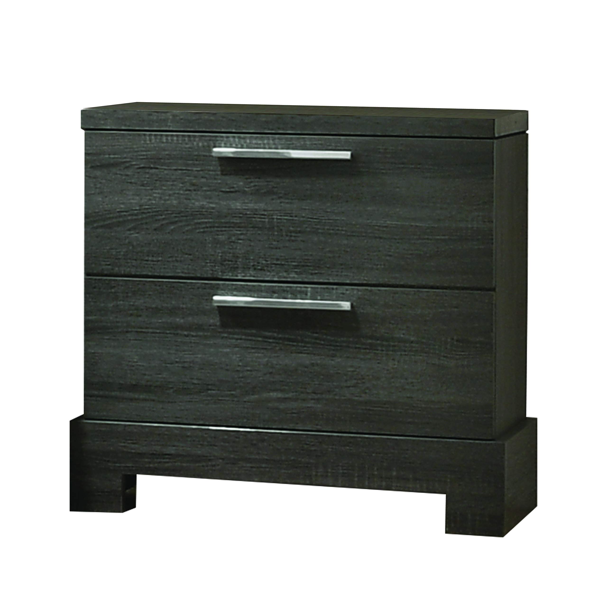 Benjara 2 Drawer Wooden Nightstand with Bar Pulls & Panel Support - Gray Finish for Bedroom, Living Room & Office Furniture