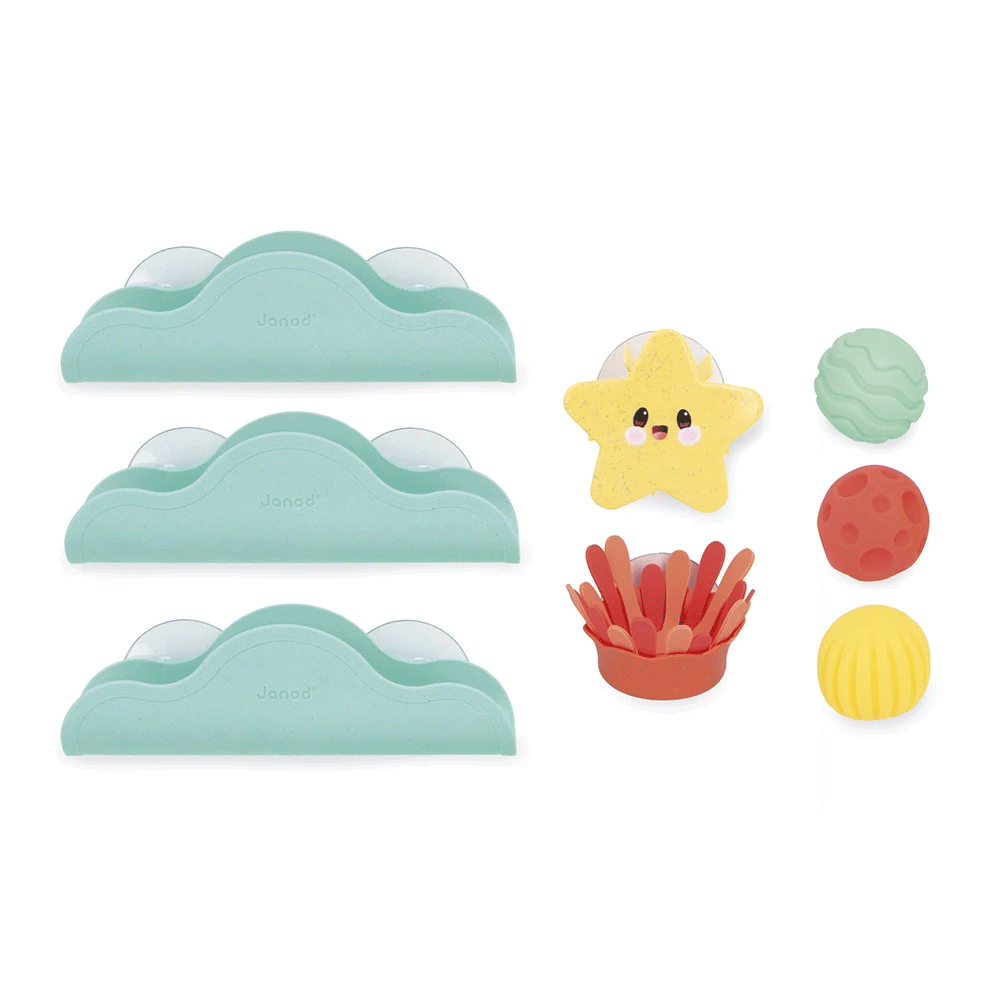 Janod Sea Bath Ball Circuit - Interactive Water Play Toy for Kids, Fun Bath Time Activity, Ocean-Themed Floating Ball Track - Perfect for Toddlers & Preschoolers (Ages 1-3) | Great for Bathtub, Pool & Indoor Water Play