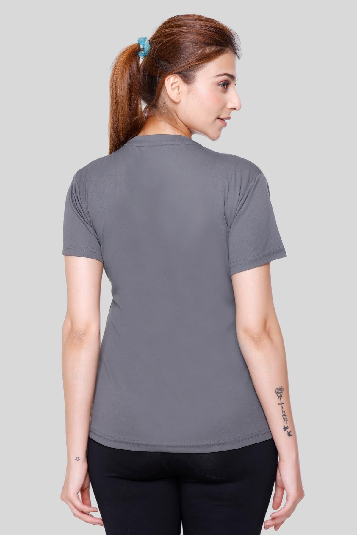 White Moon Women's Dry Fit Polyester Round Neck Half Sleeve Gym T-Shirt - Breathable Workout Top for Gym, Running, Cycling & Yoga | Moisture Wicking & Stretchable Activewear (Pack of 1) | Perfect for Fitness, Training & Outdoor Sports