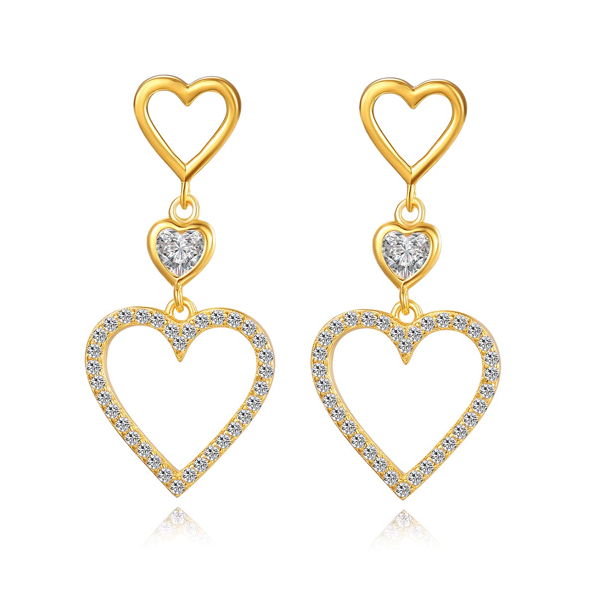 925 Sterling Silver Rose Gold Plated Moon & Star Earrings with CZ Stones – Elegant Stud Dangle Drop Earrings for Women & Girls | Perfect Gift for Birthday, Anniversary & Special Occasions