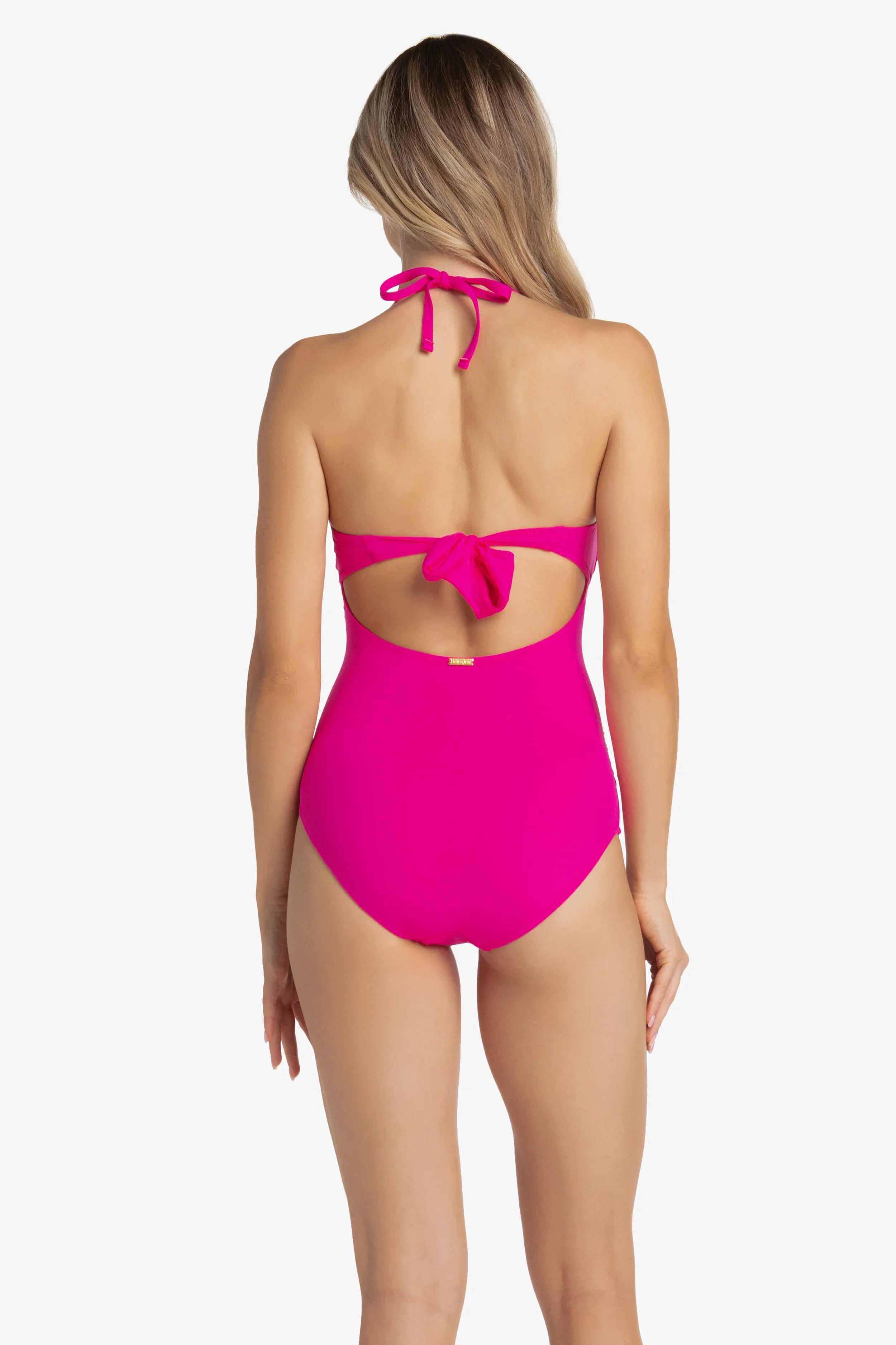 Classic Bandeau One Piece Swimsuit | Textured Lotus Pink Bathing Suit for Women - Perfect for Beach Vacations, Pool Parties & Summer Getaways