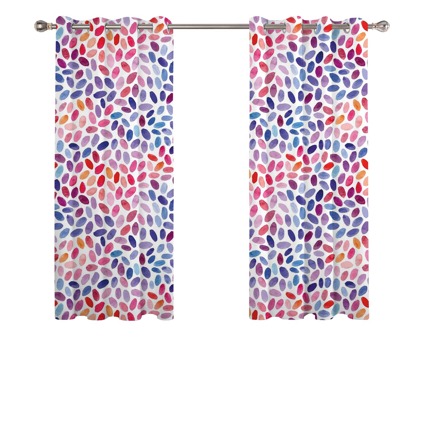 Abstract Hand Painted Watercolor Floral Blackout Curtains - 63